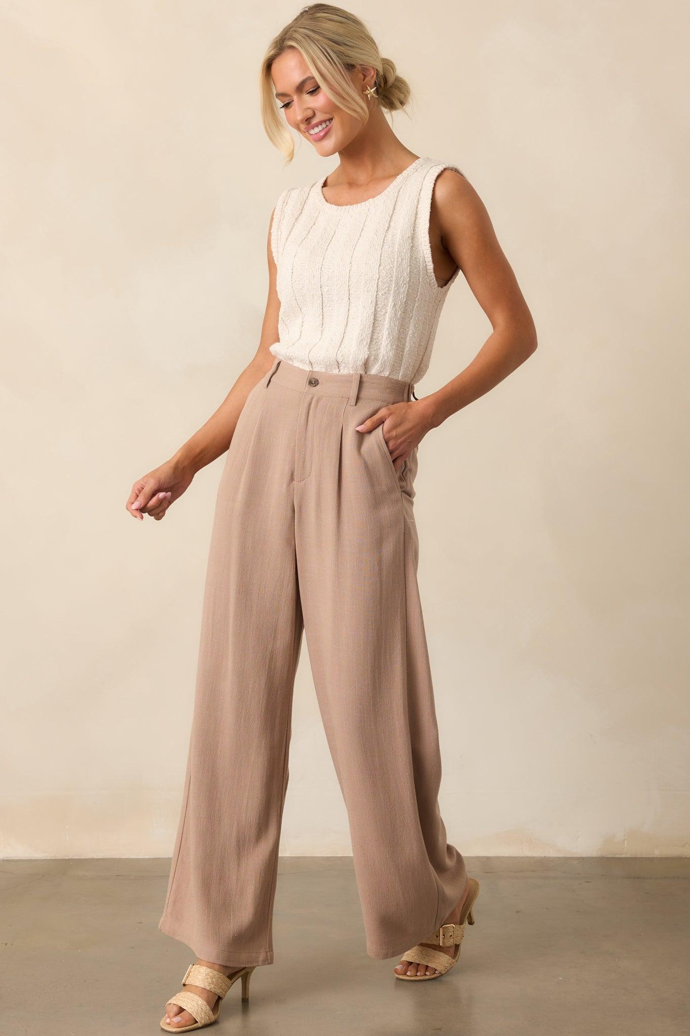 Z Supply Tan Iced Coffee Vista Linen Pant Product Image