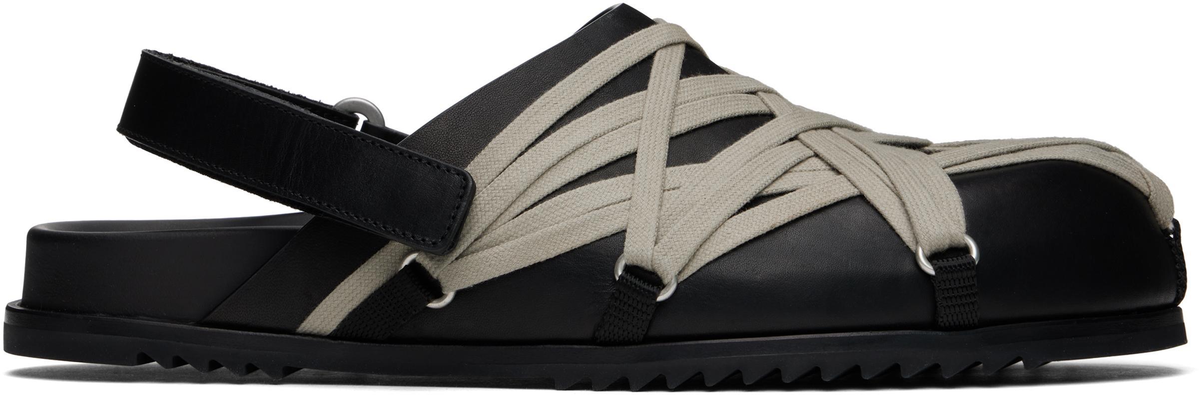 RICK OWENS Leather Loafers With Crisscross Detail In Black Product Image