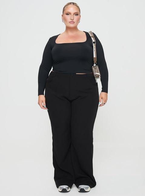 Back In Time Long Sleeve Top Black Curve Product Image
