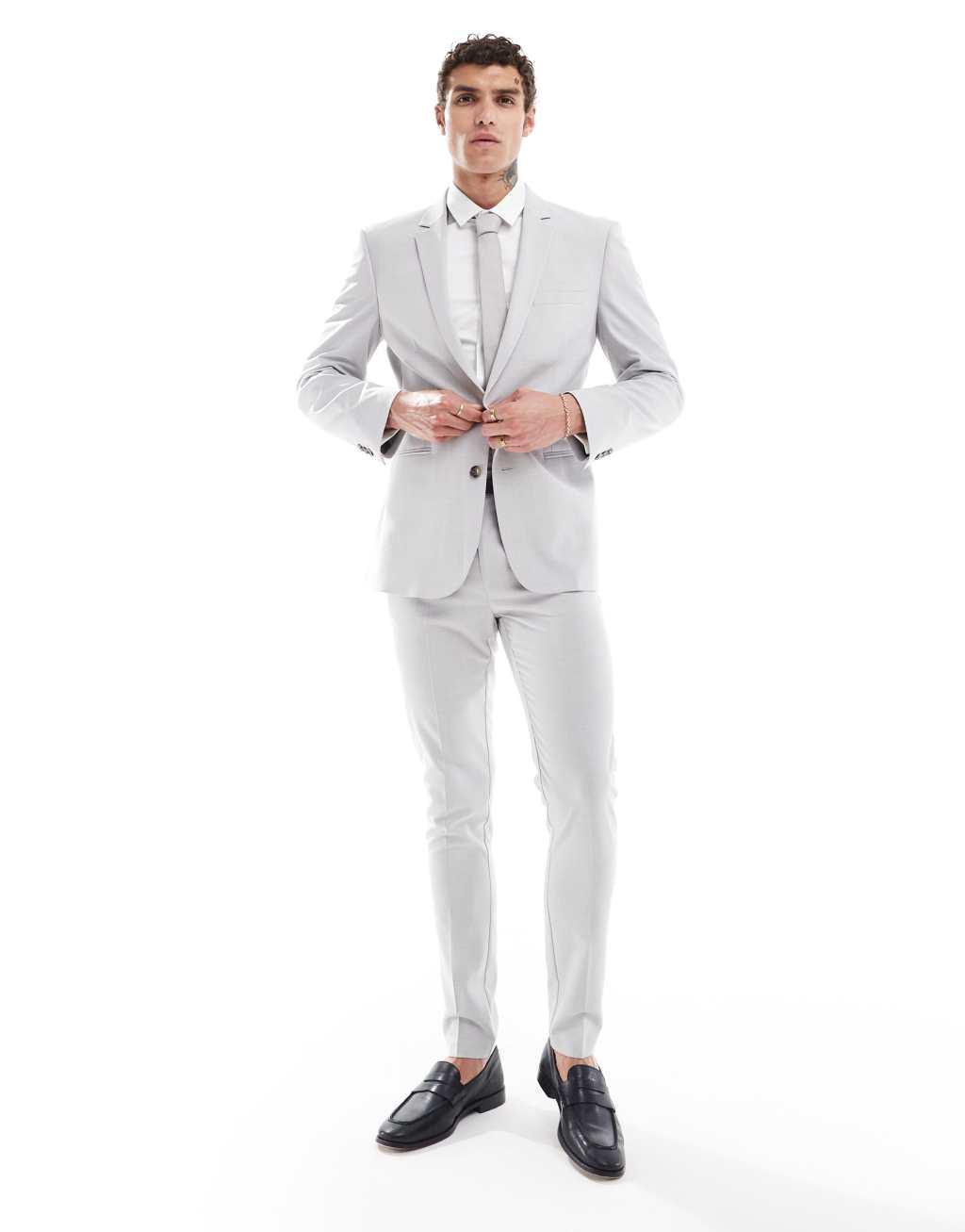 ASOS DESIGN skinny suit jacket in ice gray Product Image