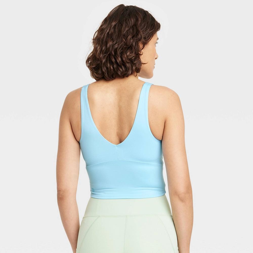 Womens Flex Light Support V Neck Cropped Sports Bra - All In Motion Black S: Moisture Wicking, UPF 50+ Product Image