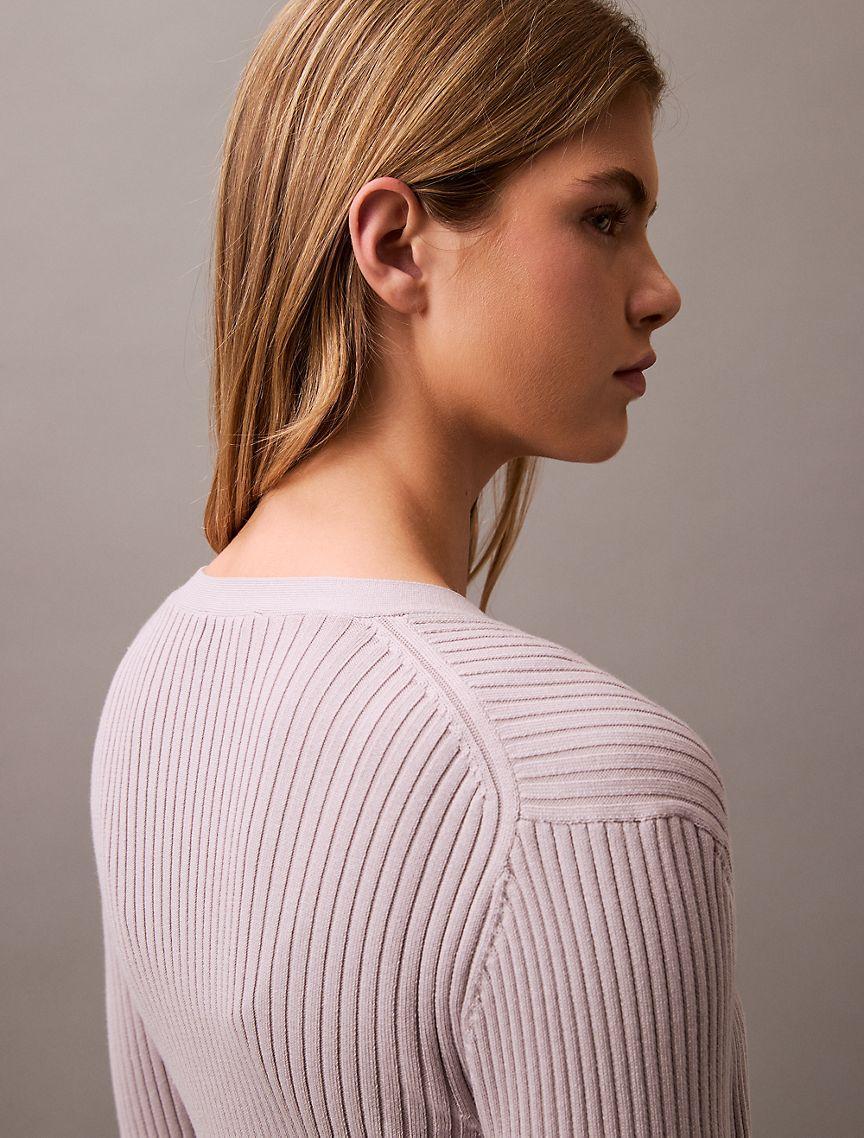Smooth Cotton Rib Sweater Cardigan Product Image