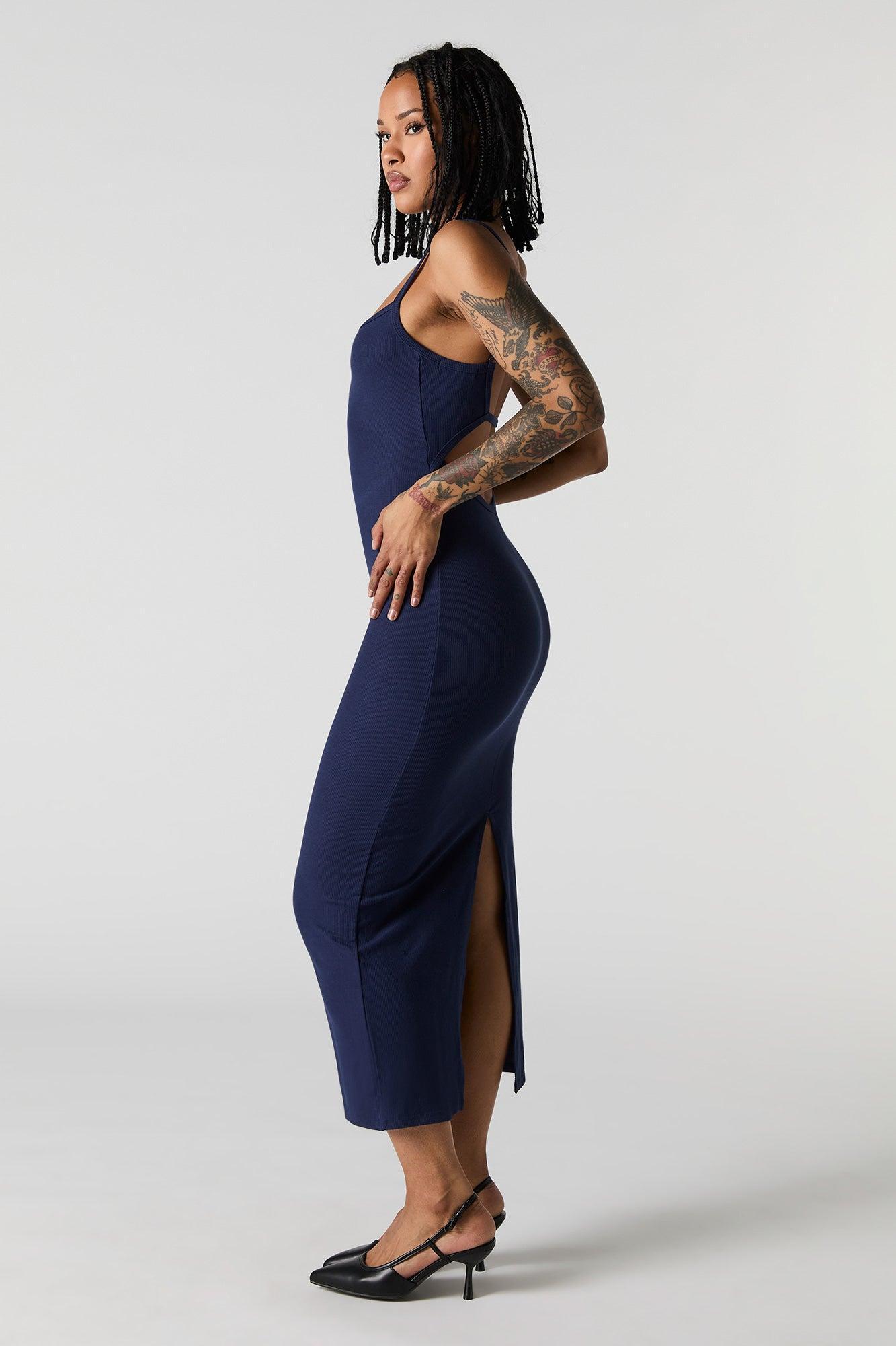 Ribbed Back Cut-Out Midi Dress Female Product Image