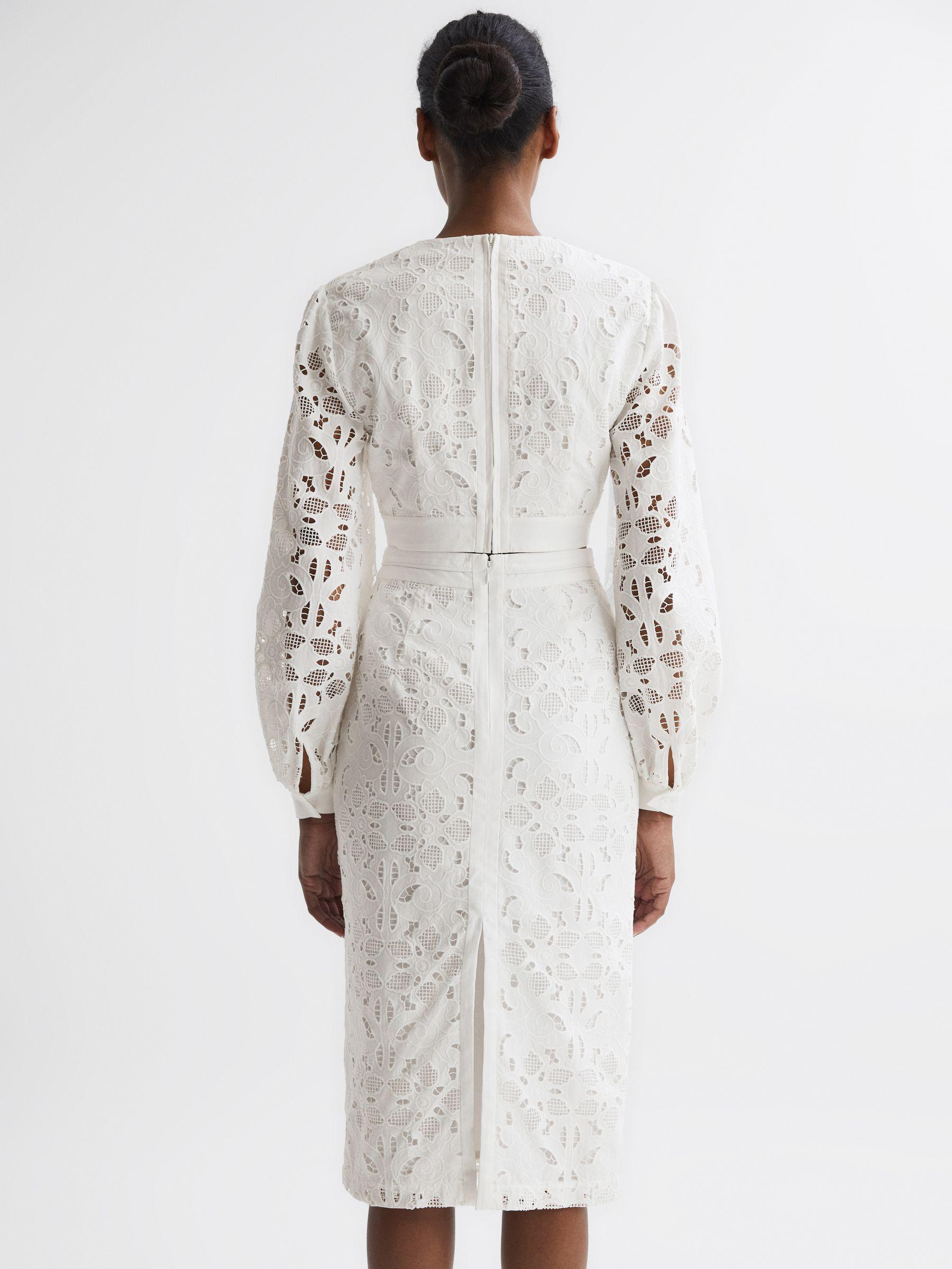 Lace Co-ord Pencil Skirt in White Product Image