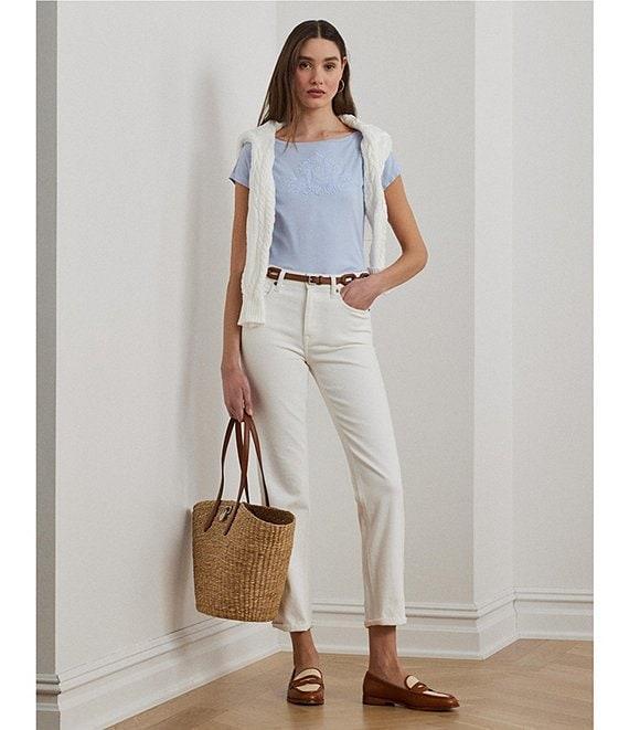 Lauren Ralph Lauren Knit Jersey Boat Neck Short Sleeve Tee Product Image