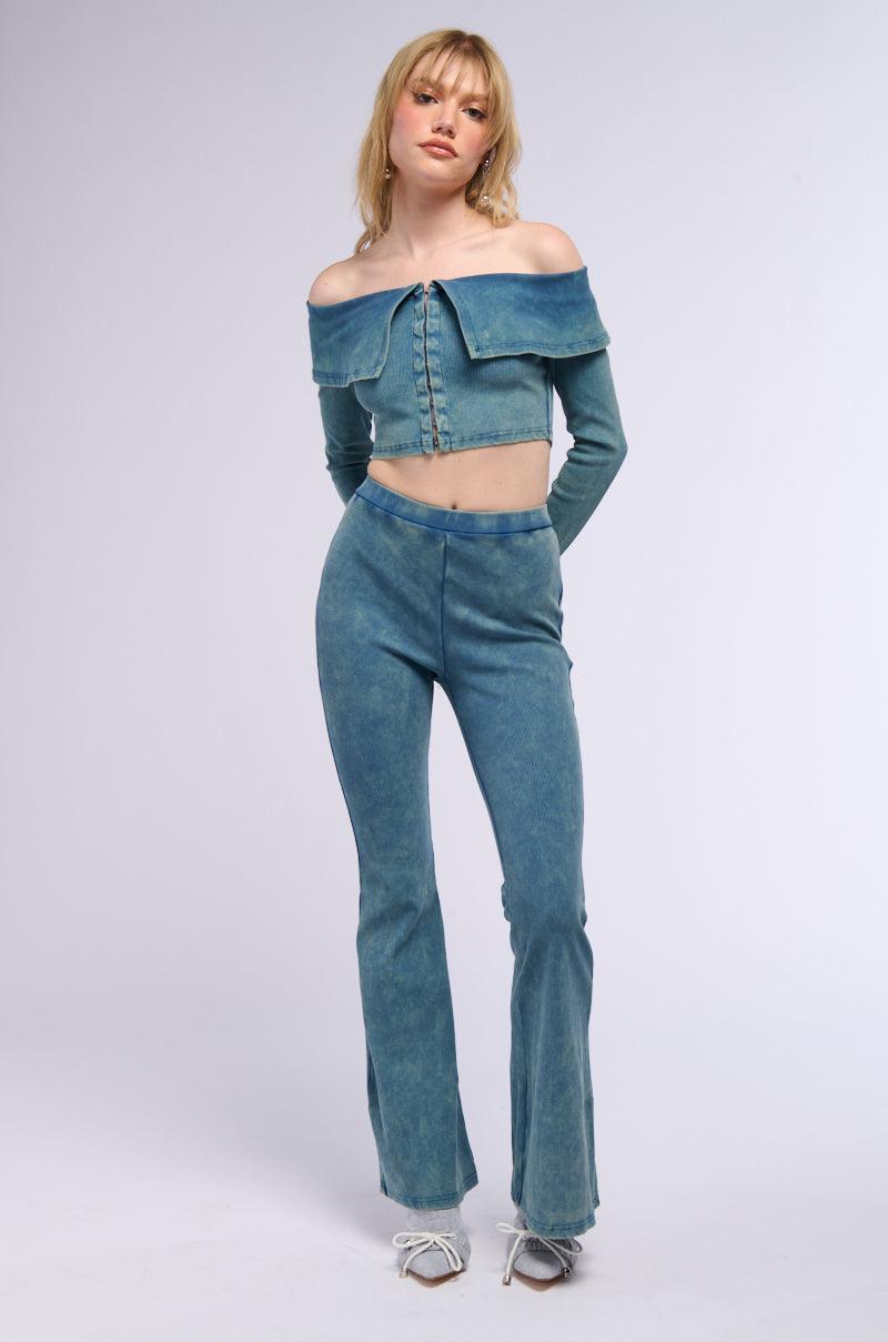 THINKIN BOUT ME RIB KNIT FLARED LEGGING Product Image