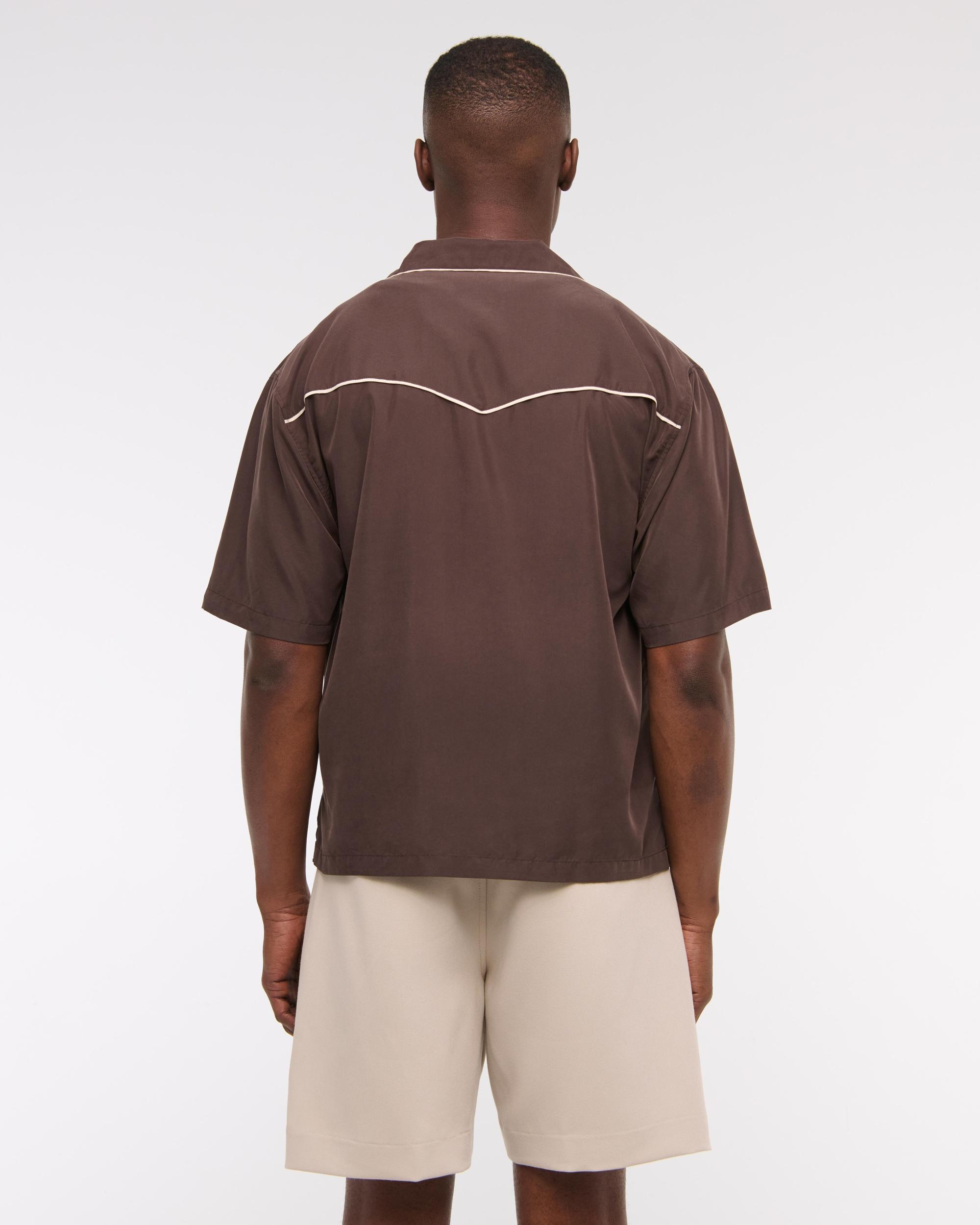 Camp Collar Cropped Cupro Shirt Product Image
