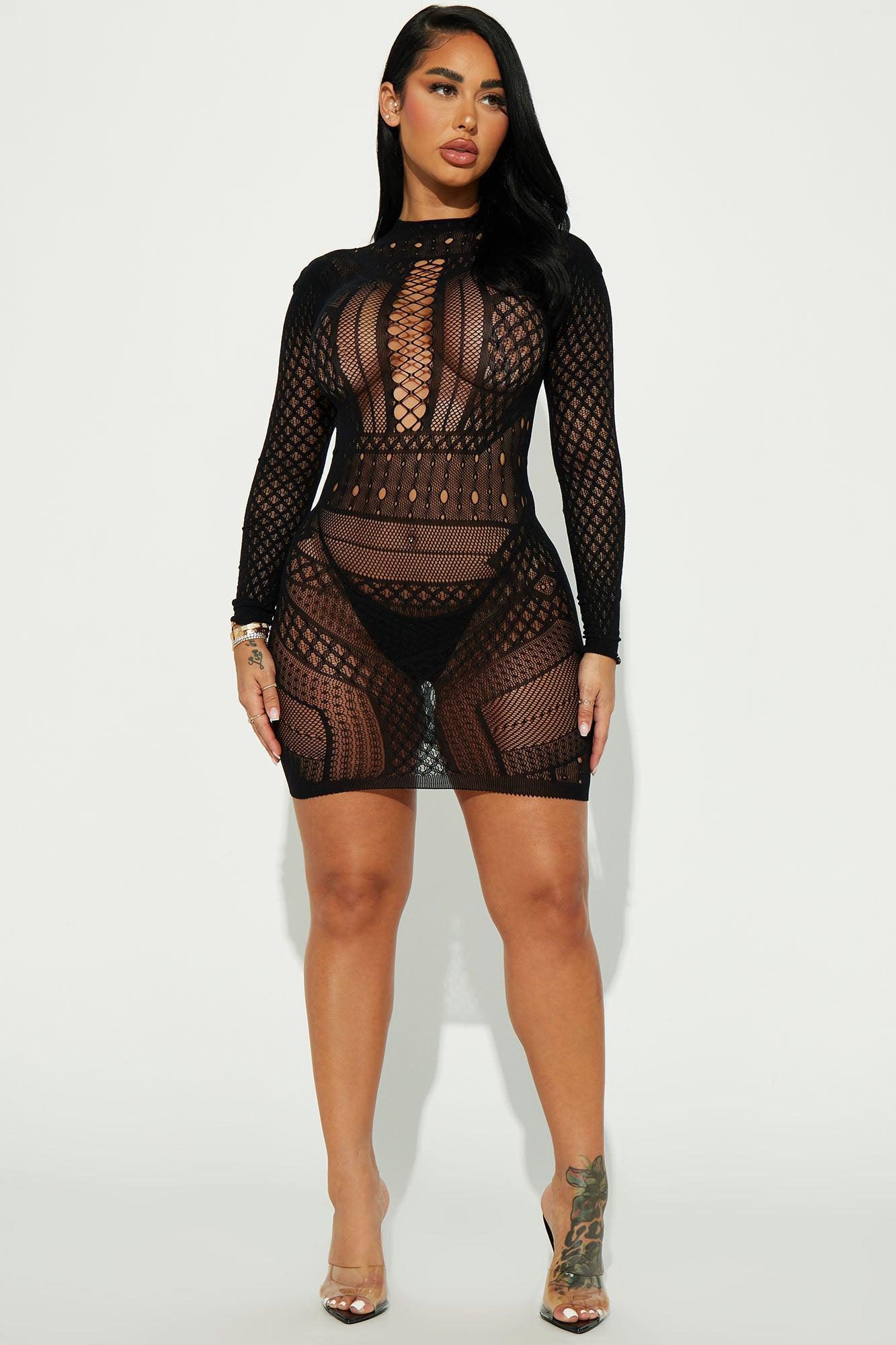 Racing Through Your Mind Bodystocking Dress - Black Product Image