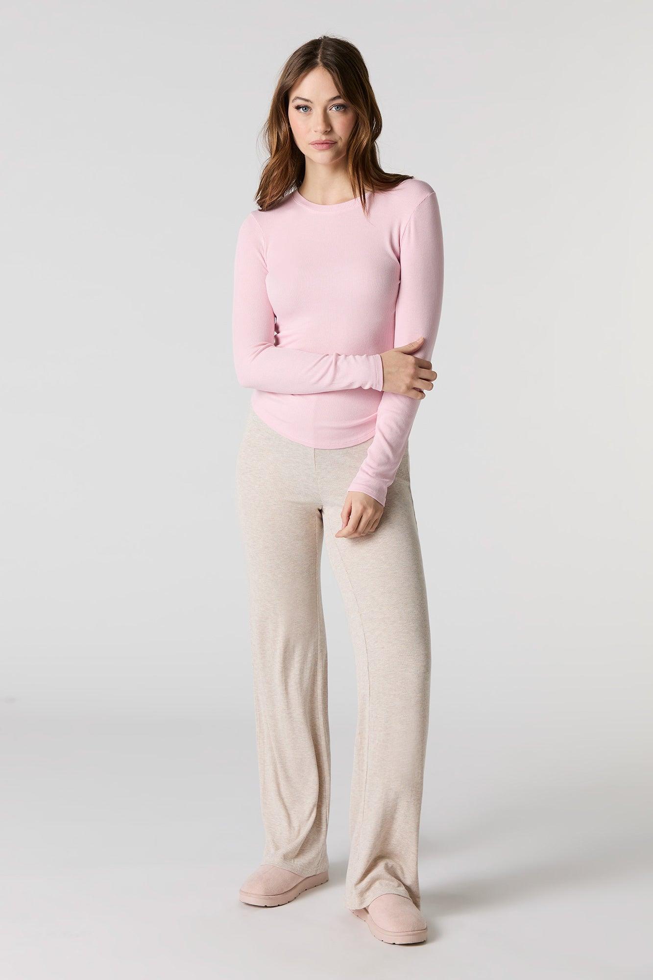 Solid Ribbed Wide Leg Pant Female Product Image