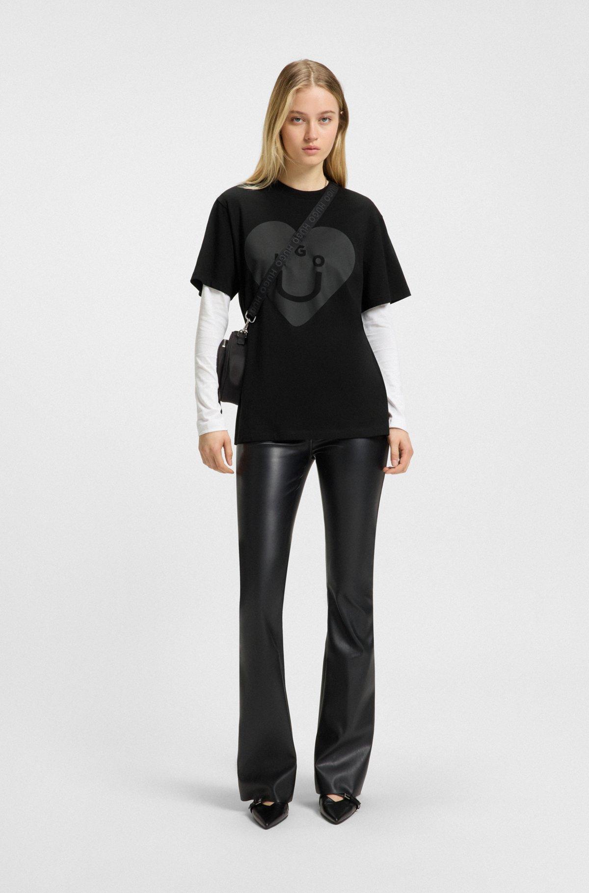 HUGO - Cotton-jersey T-shirt with collection graphic - Black Product Image