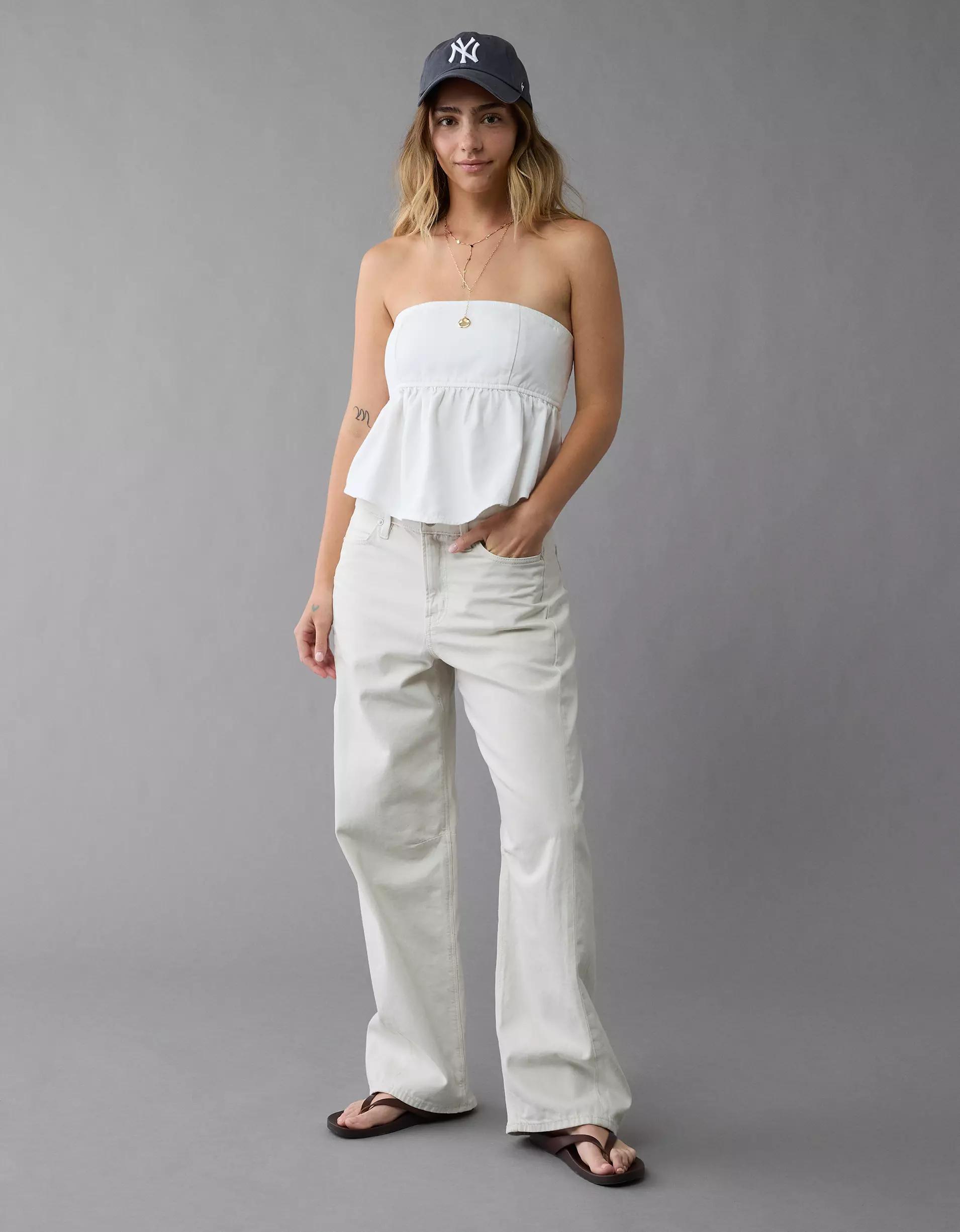 AE Denim Strapless Tie Back Babydoll Top Product Image