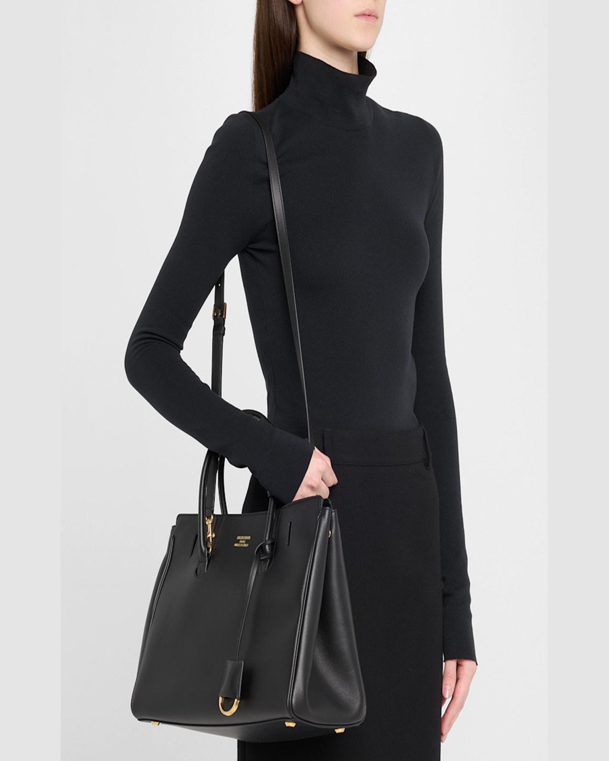 BALENCIAGA Women Black Leather Mini Carry All Hampton Shopping Bag Product Image