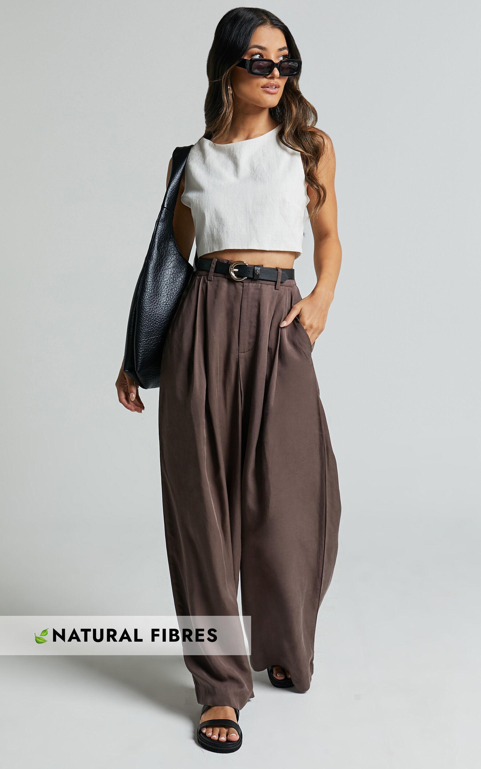 Clarke Pants - High Waist Wide Leg Pants in Slate Product Image