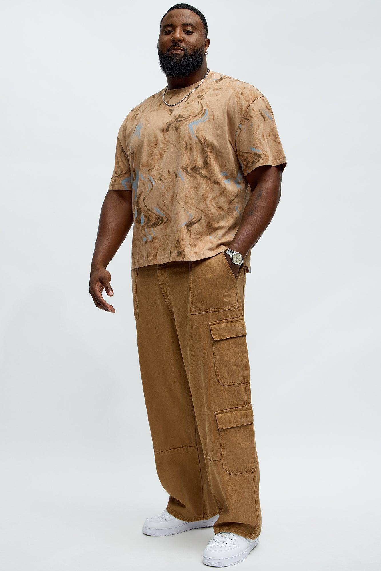 Marble Print Relaxed Tee - Taupe Product Image