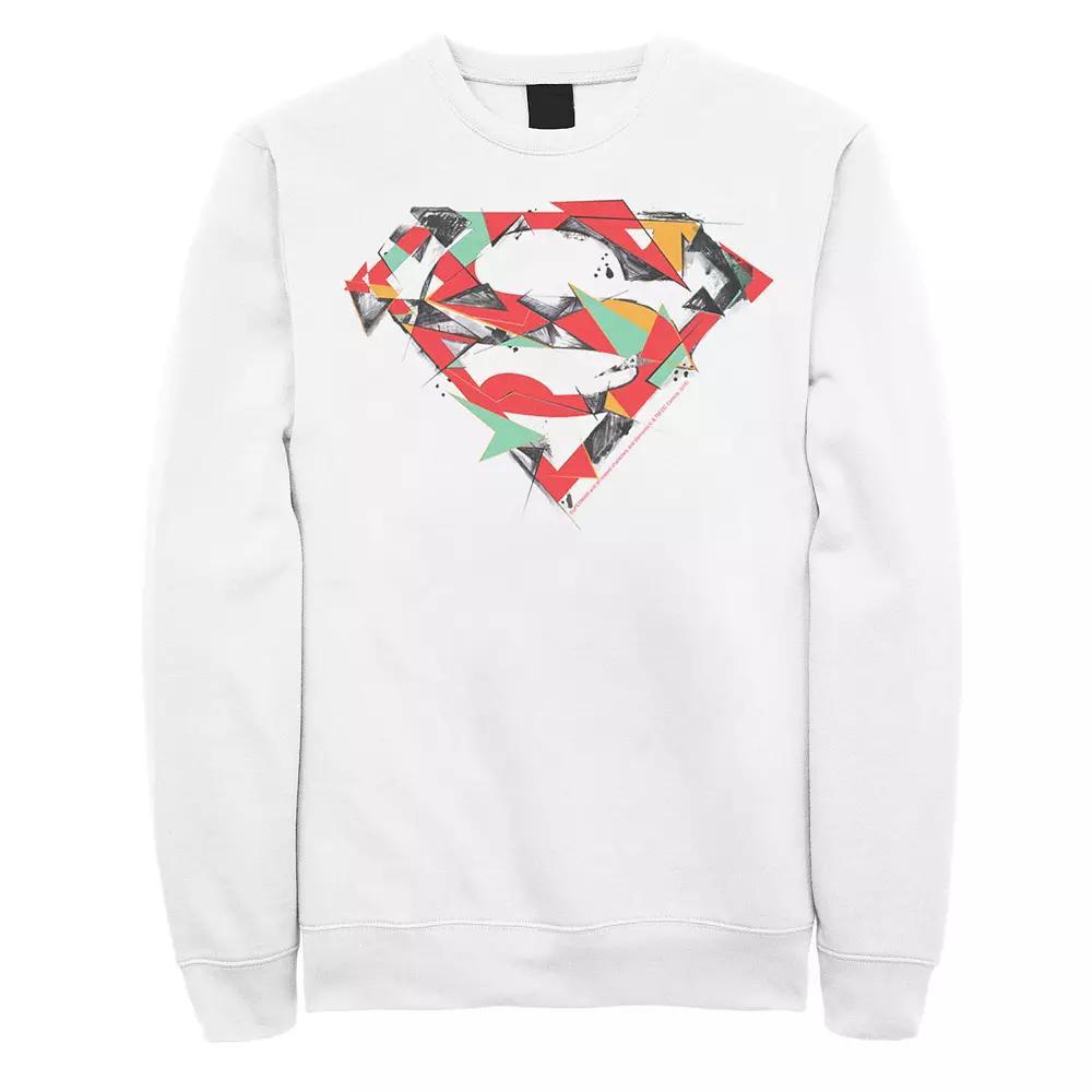Men's DC Comics Superman Polygon Chest Logo Fleece Sweatshirt, Size: XL, White Product Image