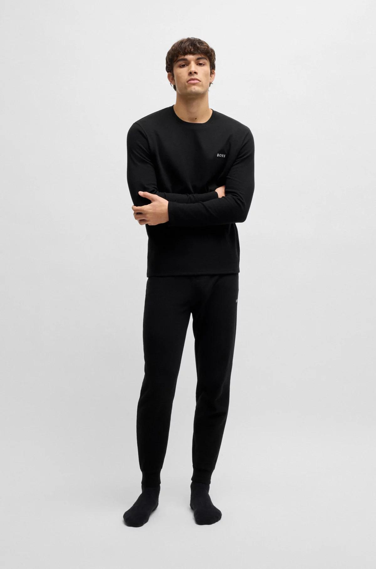 Boss Waffle Pajama Bottoms in Black Product Image
