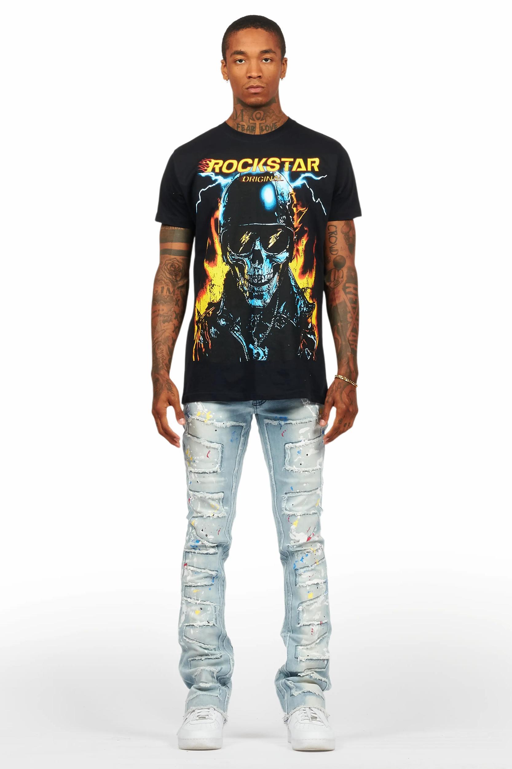 Balius Black Oversized Graphic T-Shirt Male Product Image