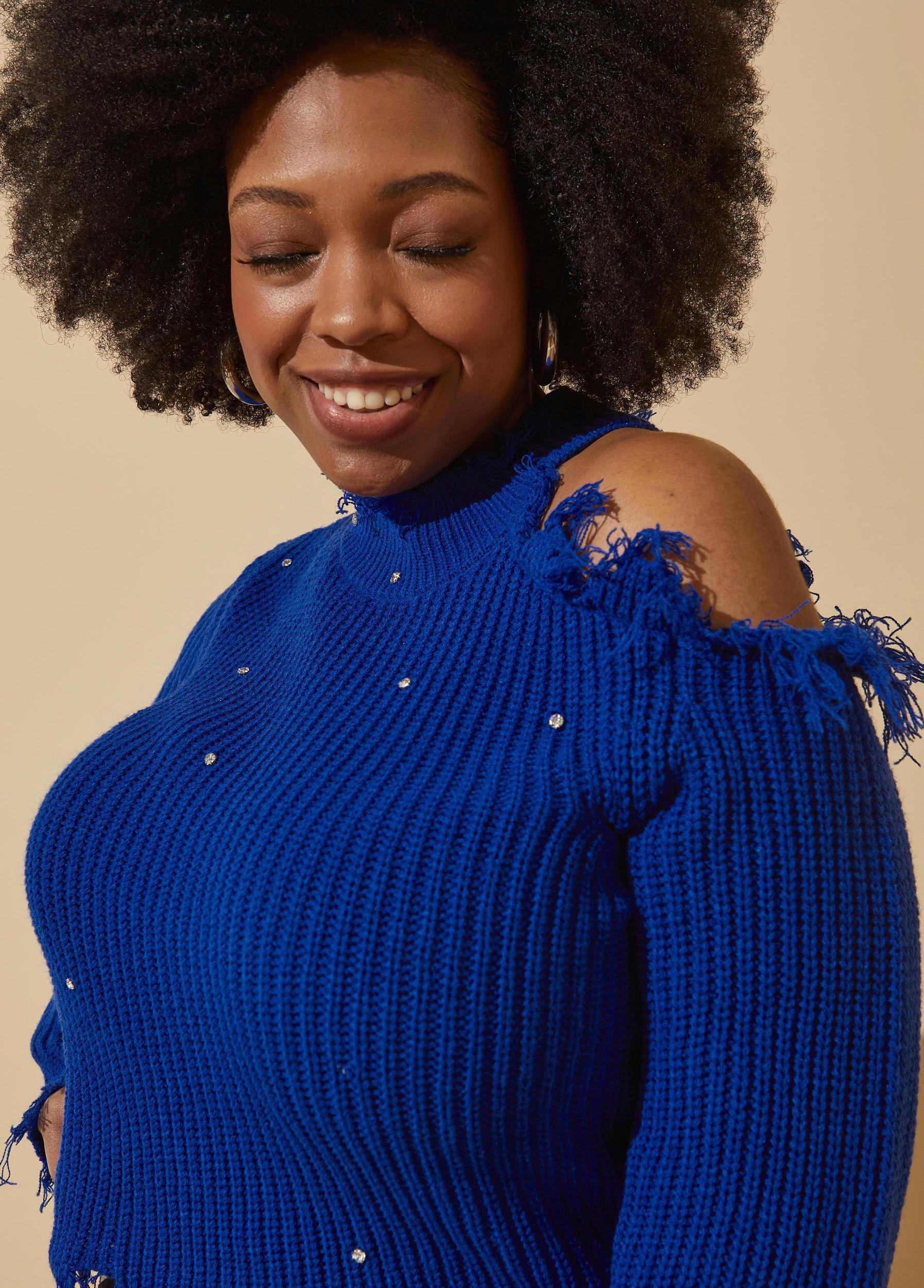 Cutout Crystal Embellished Sweater Product Image