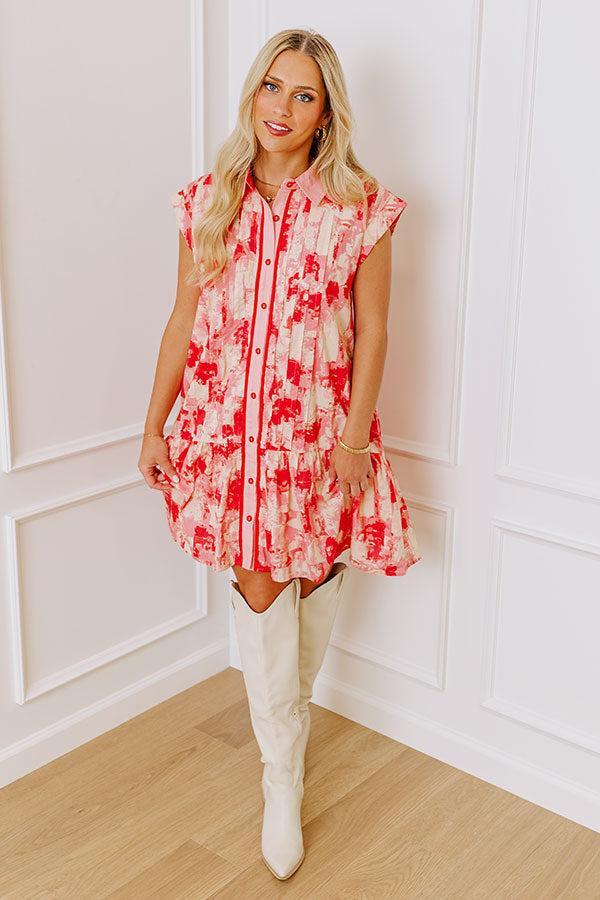 Artistic Flow Button Down Mini Dress in Scarlet Product Image