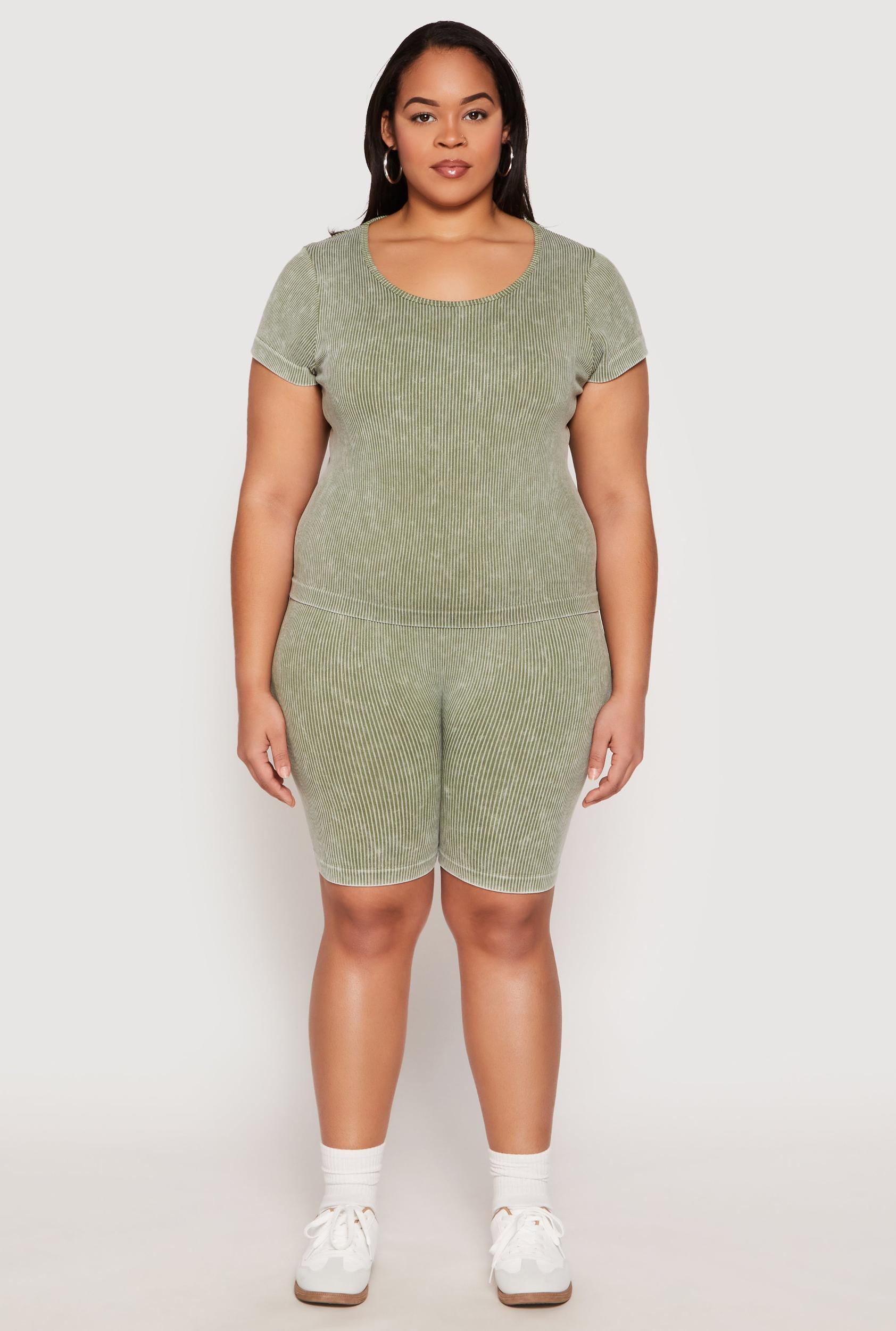 Womens Plus Size Seamless Mineral Wash Biker Shorts Product Image