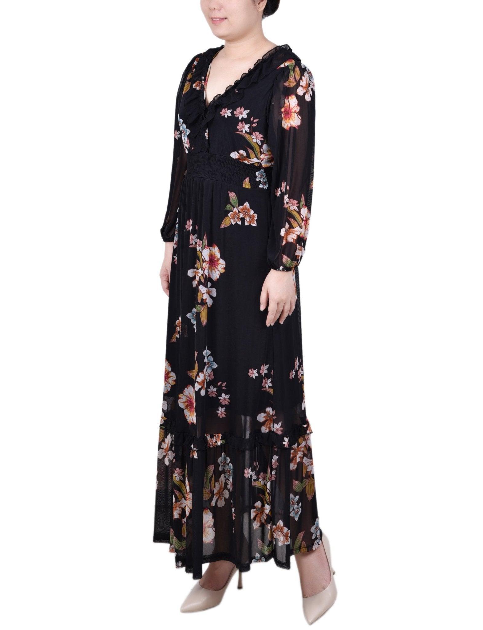 Long Sleeve Mesh Maxi Dress - Petite Product Image