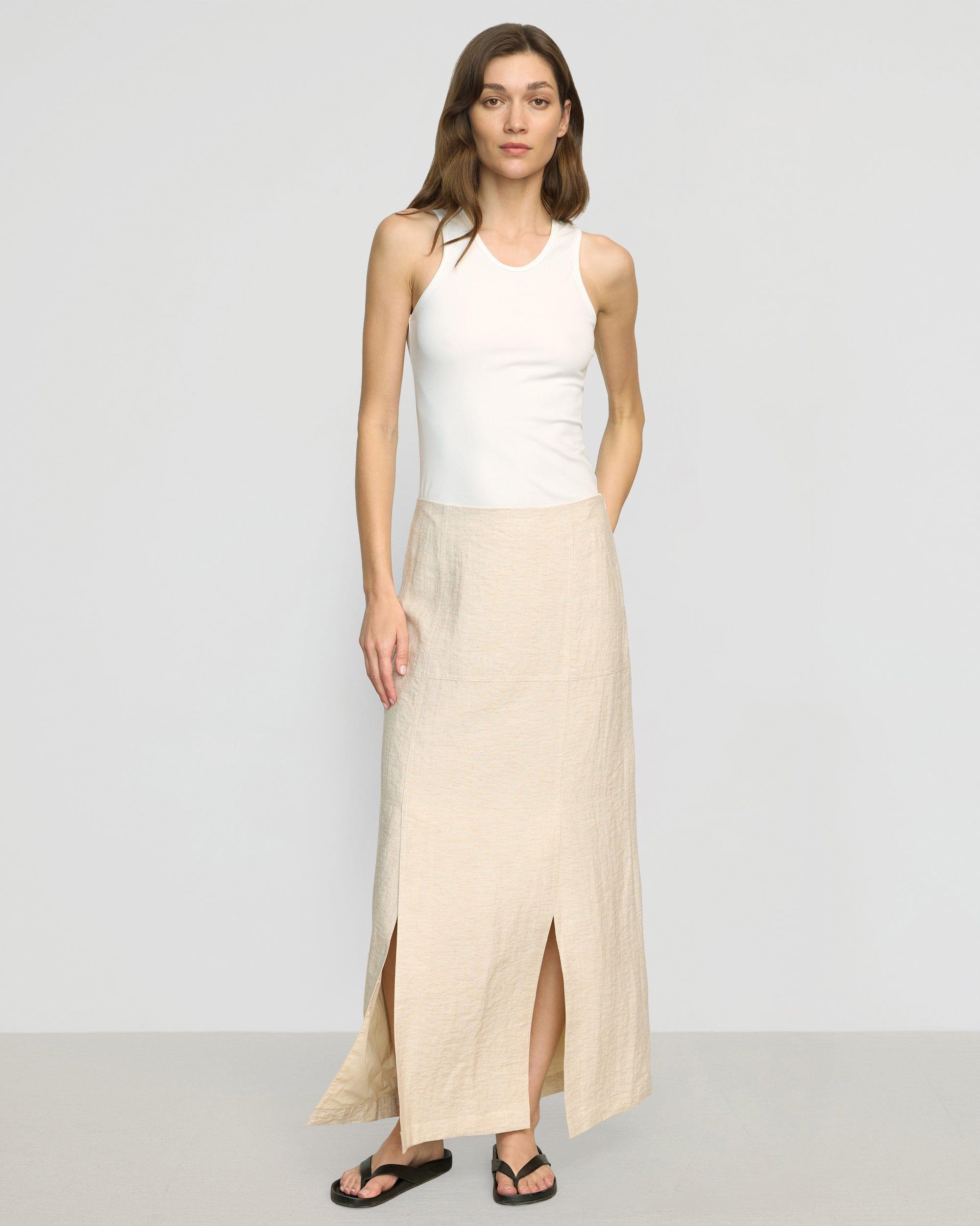 Ranni Front-Vent Linen-Blend Skirt Product Image