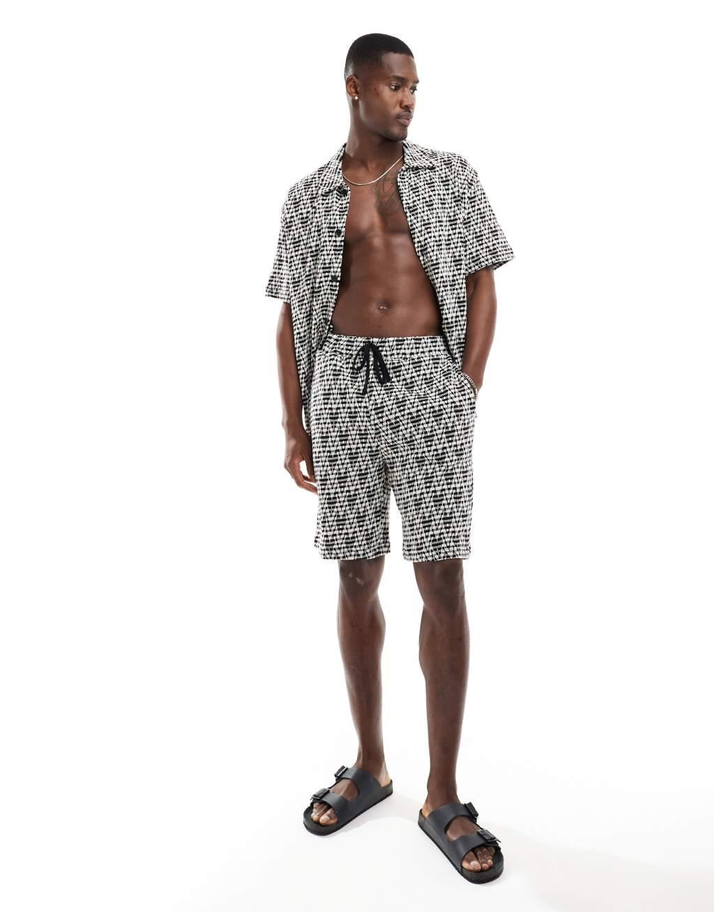 Bershka textured jacquard shirt in black - part of a set  Product Image
