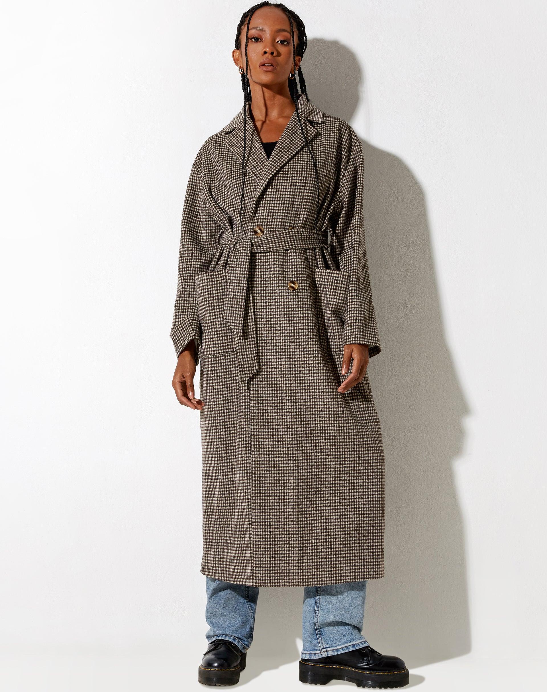 Herdina Coat in Houndstooth Brown Product Image