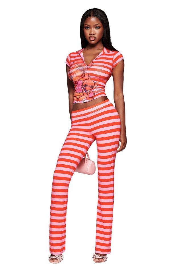 FAFI BLARE CAP SLEEVE HOODIE - PINK STRIPE Product Image