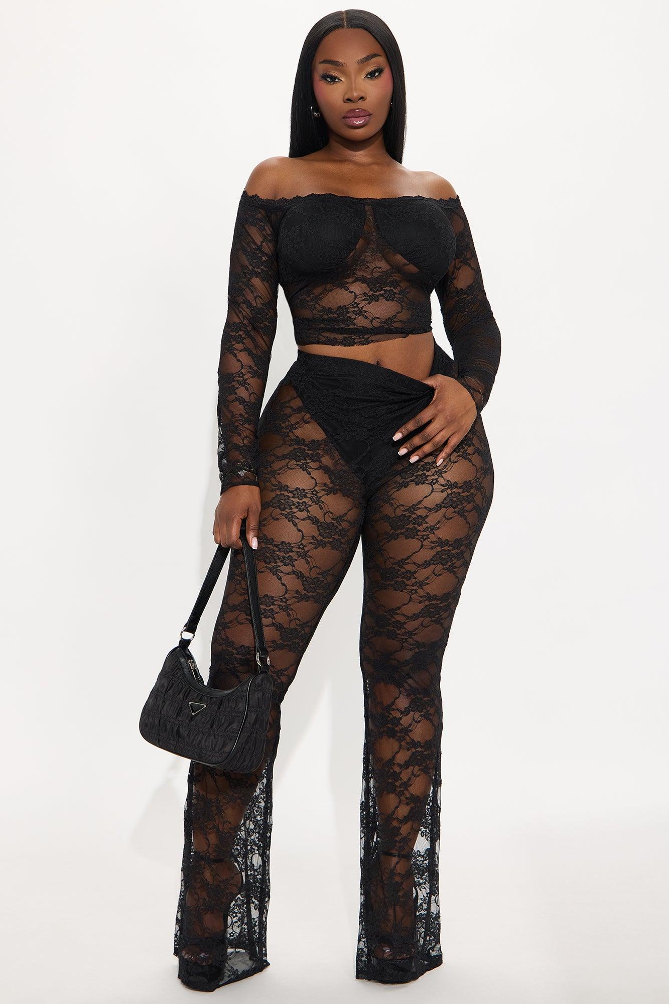 Adryana Lace Pant Set - Black Product Image