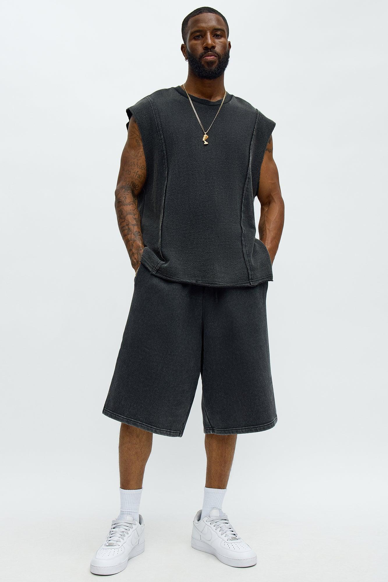 Tyson Baggy Washed Shorts - Black Wash Product Image