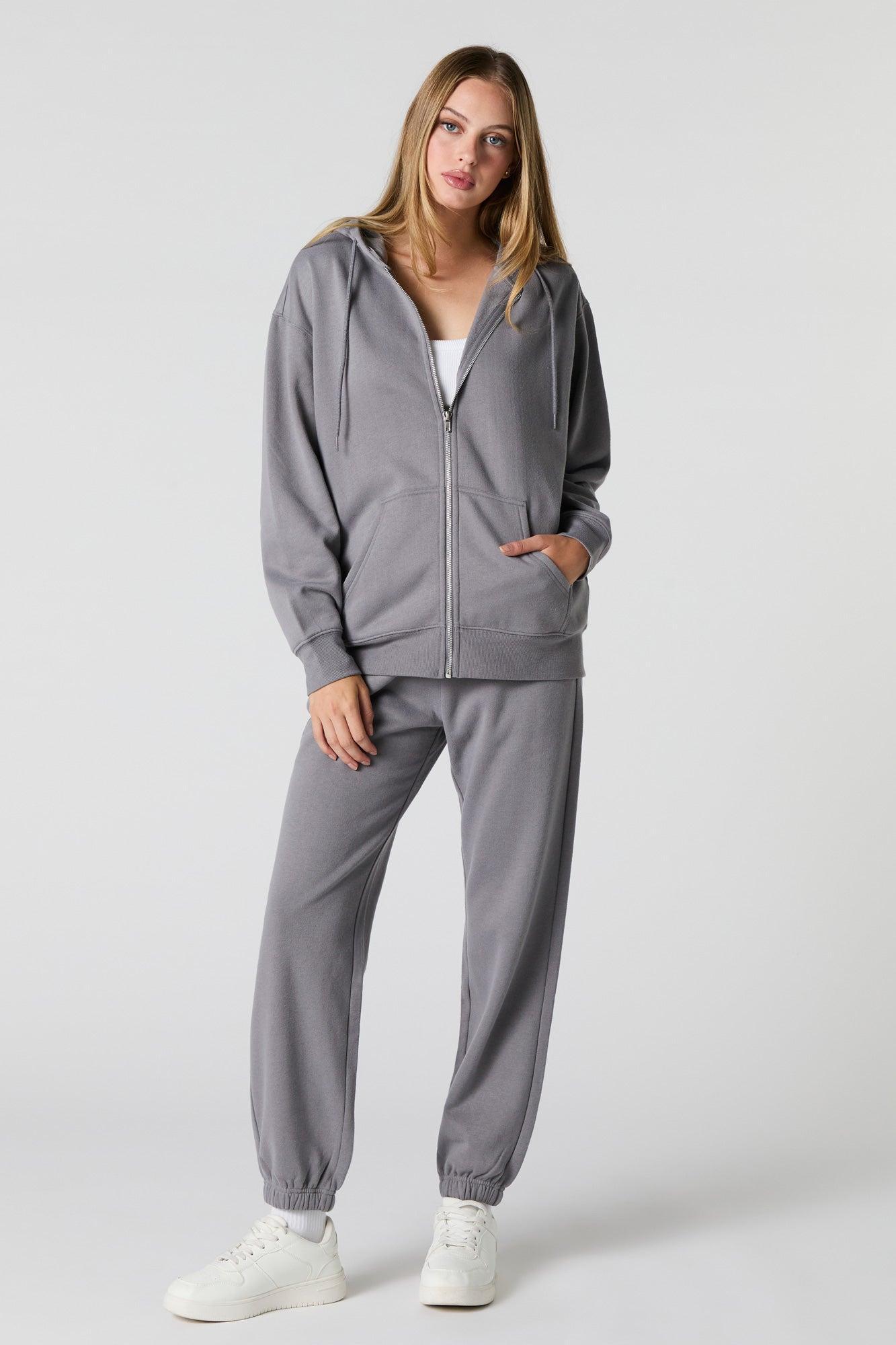 Oversized Zip-Up Fleece Hoodie Female Product Image