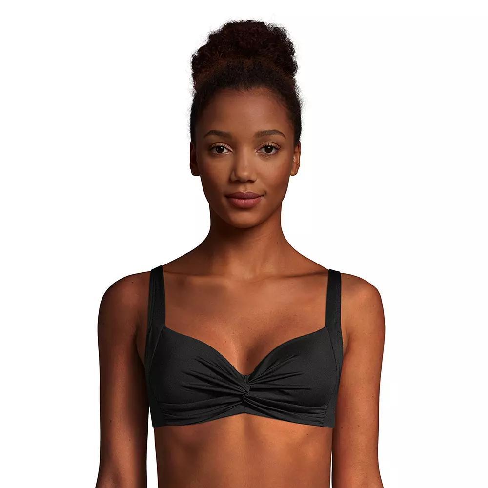 Women's Lands' End DDD-Cup Twist-Front Underwire Bikini Top, Size: 14 Ddd, Black Product Image