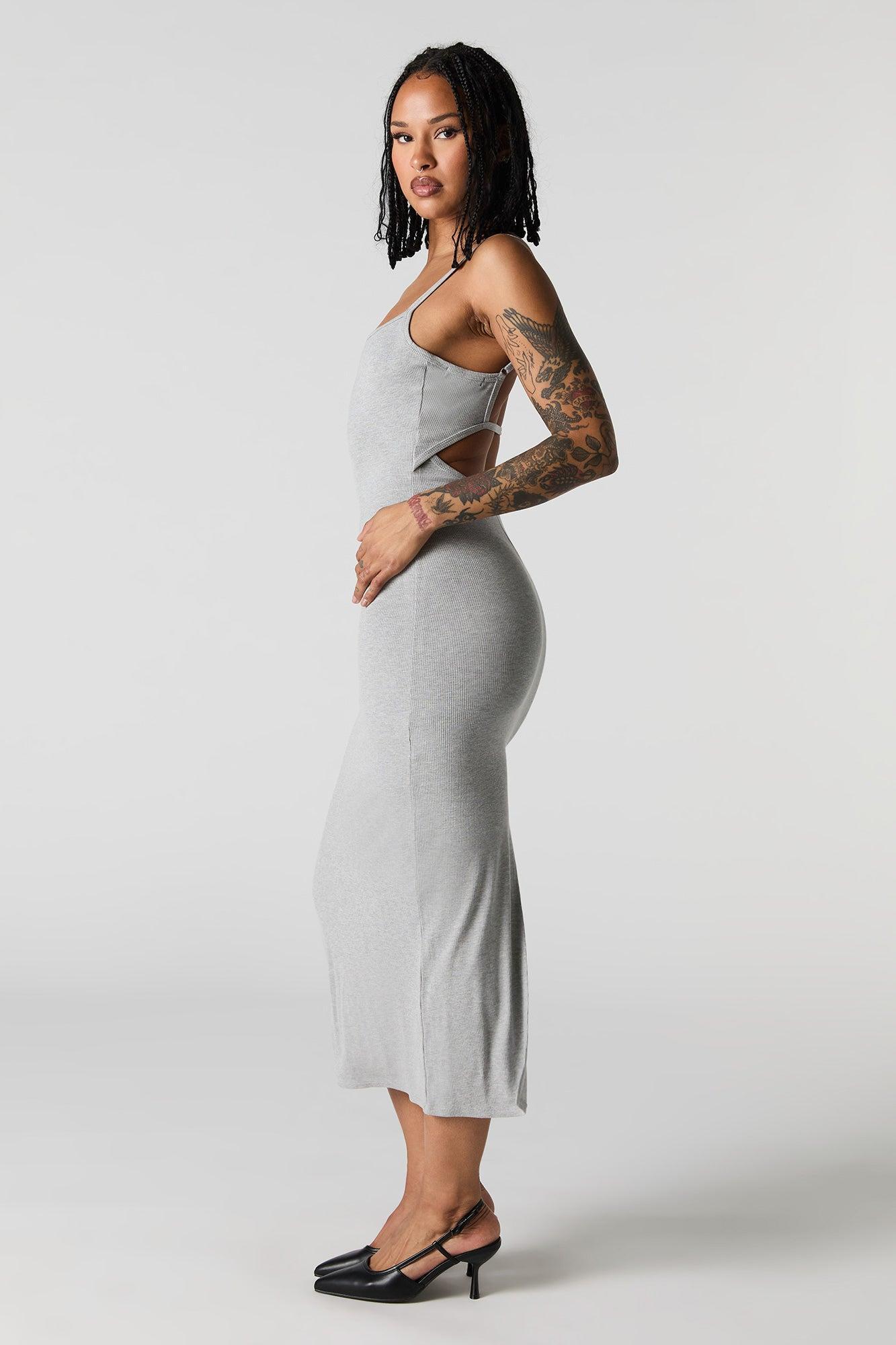 Ribbed Back Cut-Out Midi Dress Female Product Image