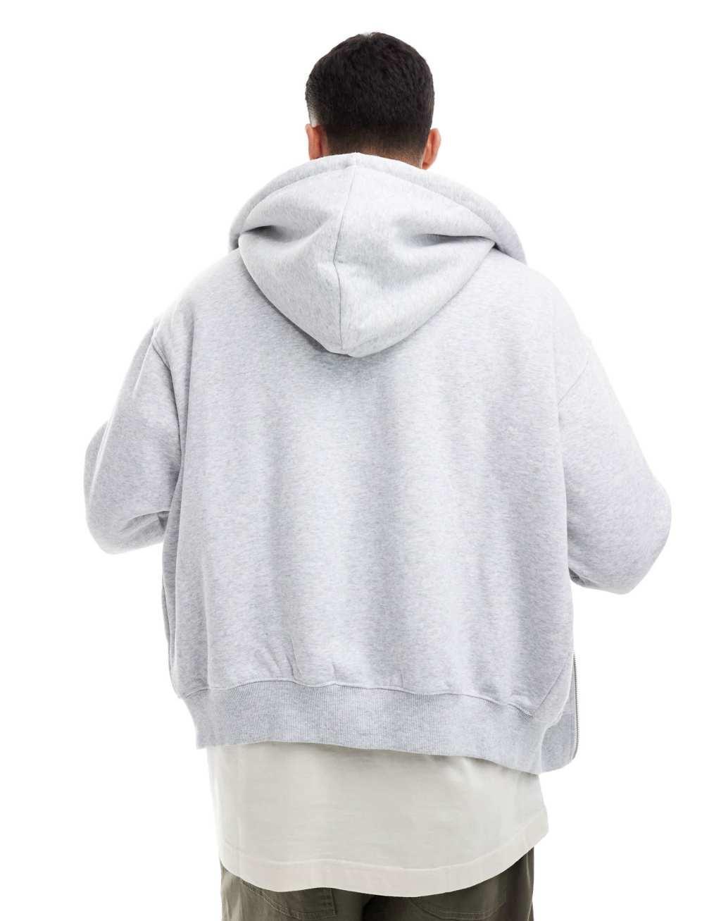 Cotton On box fit zip up hoodie in gray heather Product Image