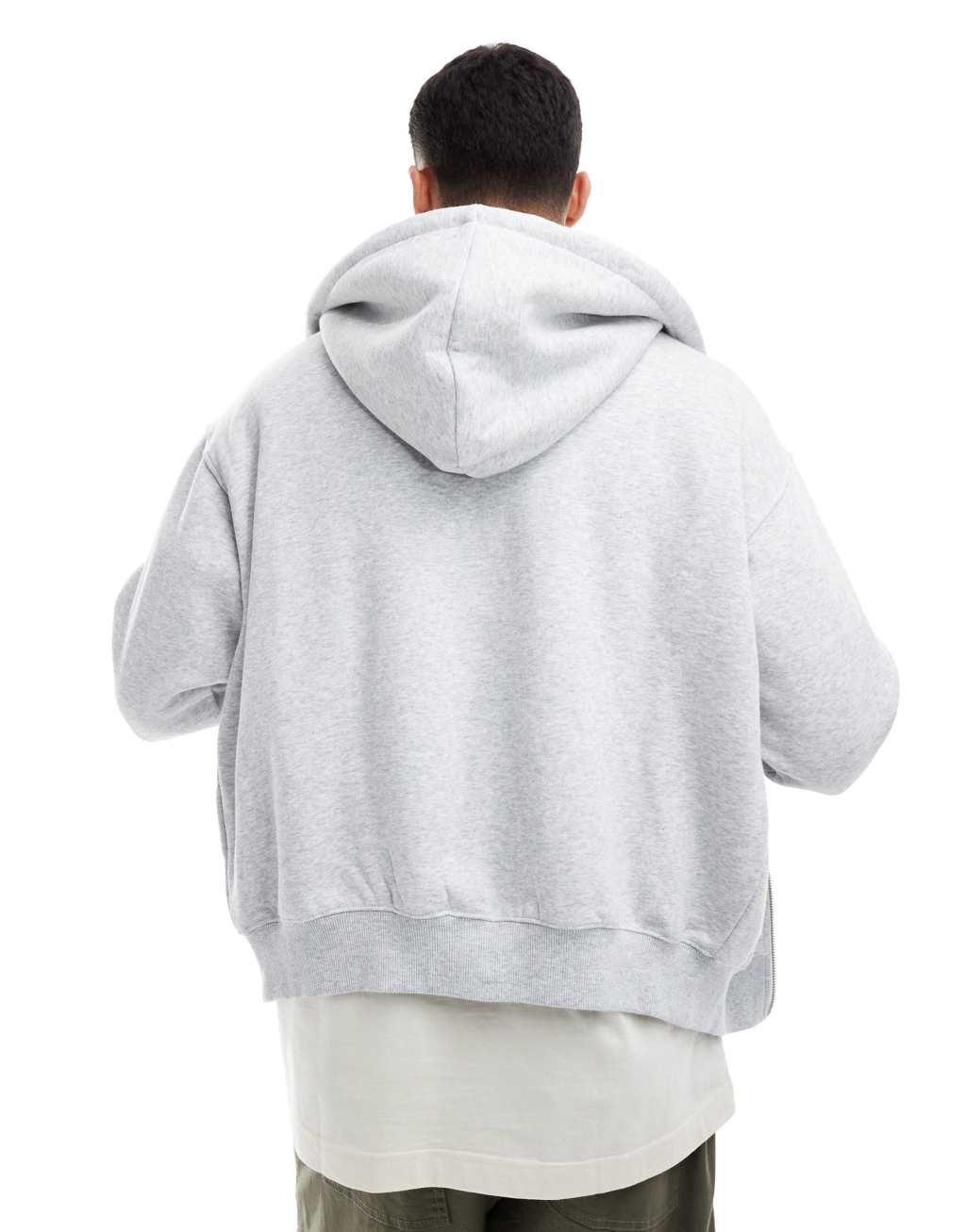 Cotton On box fit zip up hoodie in gray heather Product Image