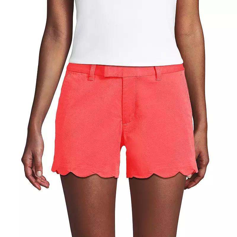 Women's Lands' End Mid Rise Scallop Hem 5-in. Chino Shorts, Size: 12, White Product Image