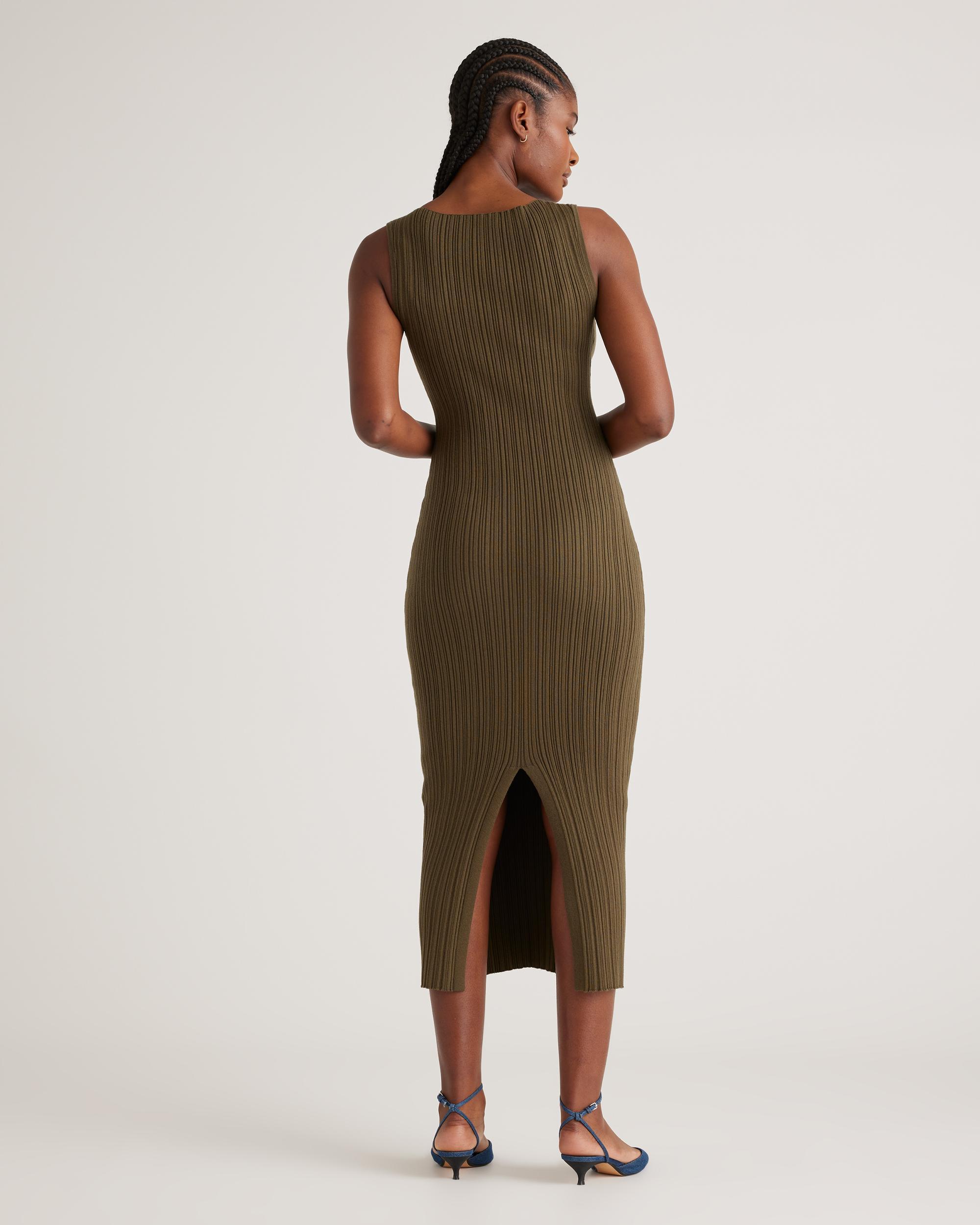 Quince | Women's Cotton Cashmere Ribbed Sleeveless Midi Dress Product Image