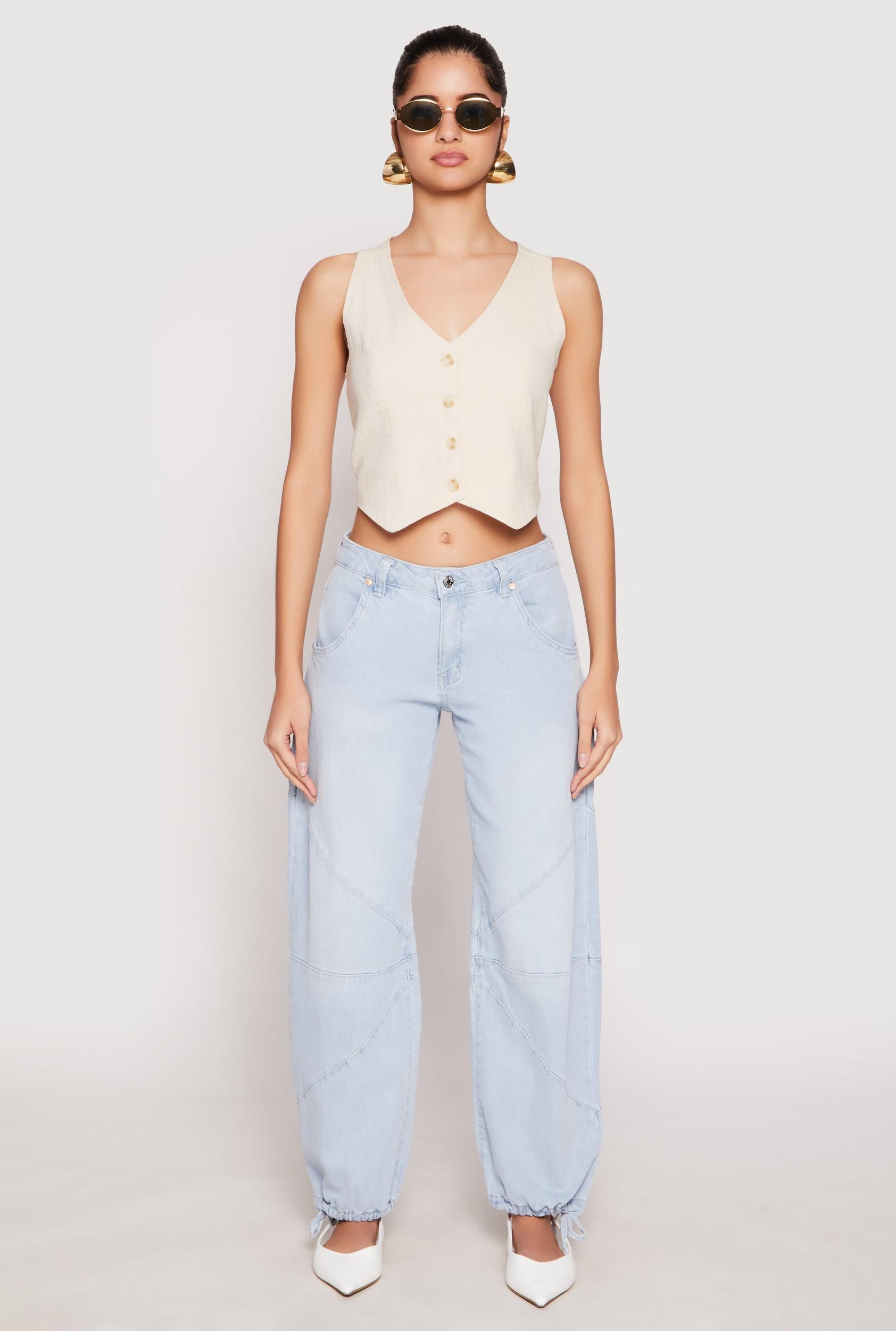 Womens Button Front Cropped Vest Product Image