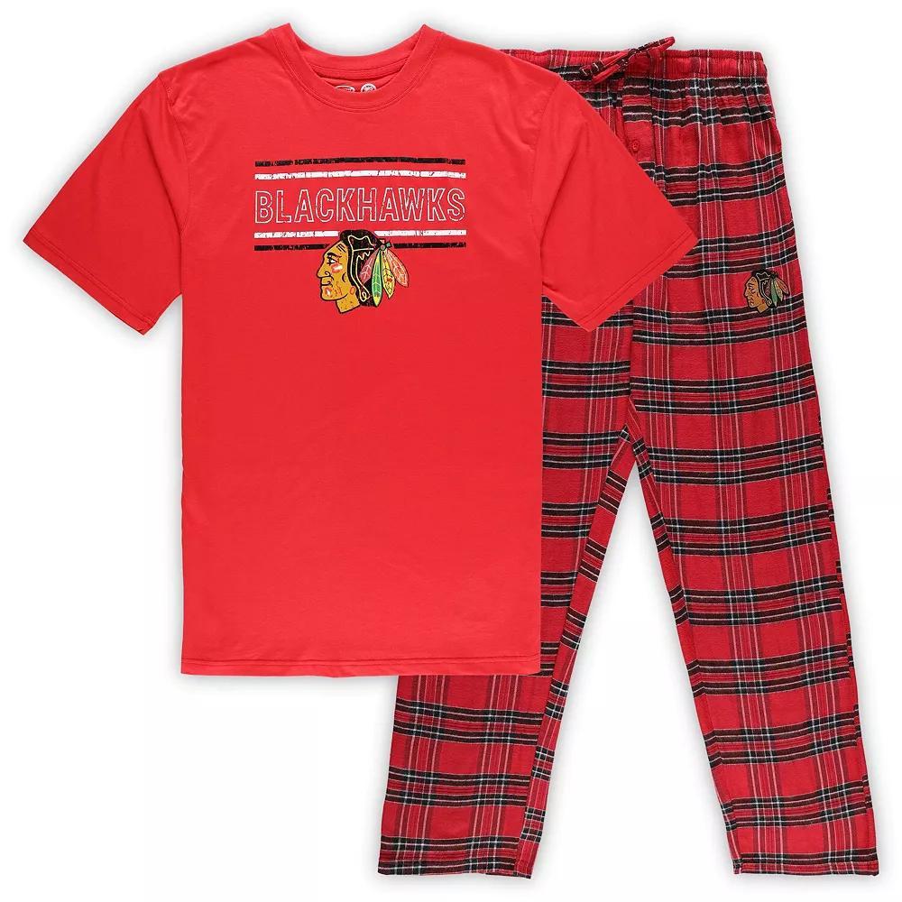 Men's Red Chicago Blackhawks Big & Tall T-Shirt & Pajama Pants Sleep Set, Size: 4XB Product Image