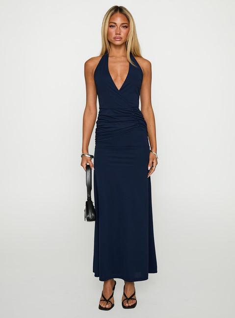 Casino Halter Maxi Navy Product Image