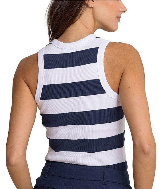Southern Tide Ryan Stripe Print Yarn Dyed Rib Crew Neck Sleeveless Tank Product Image