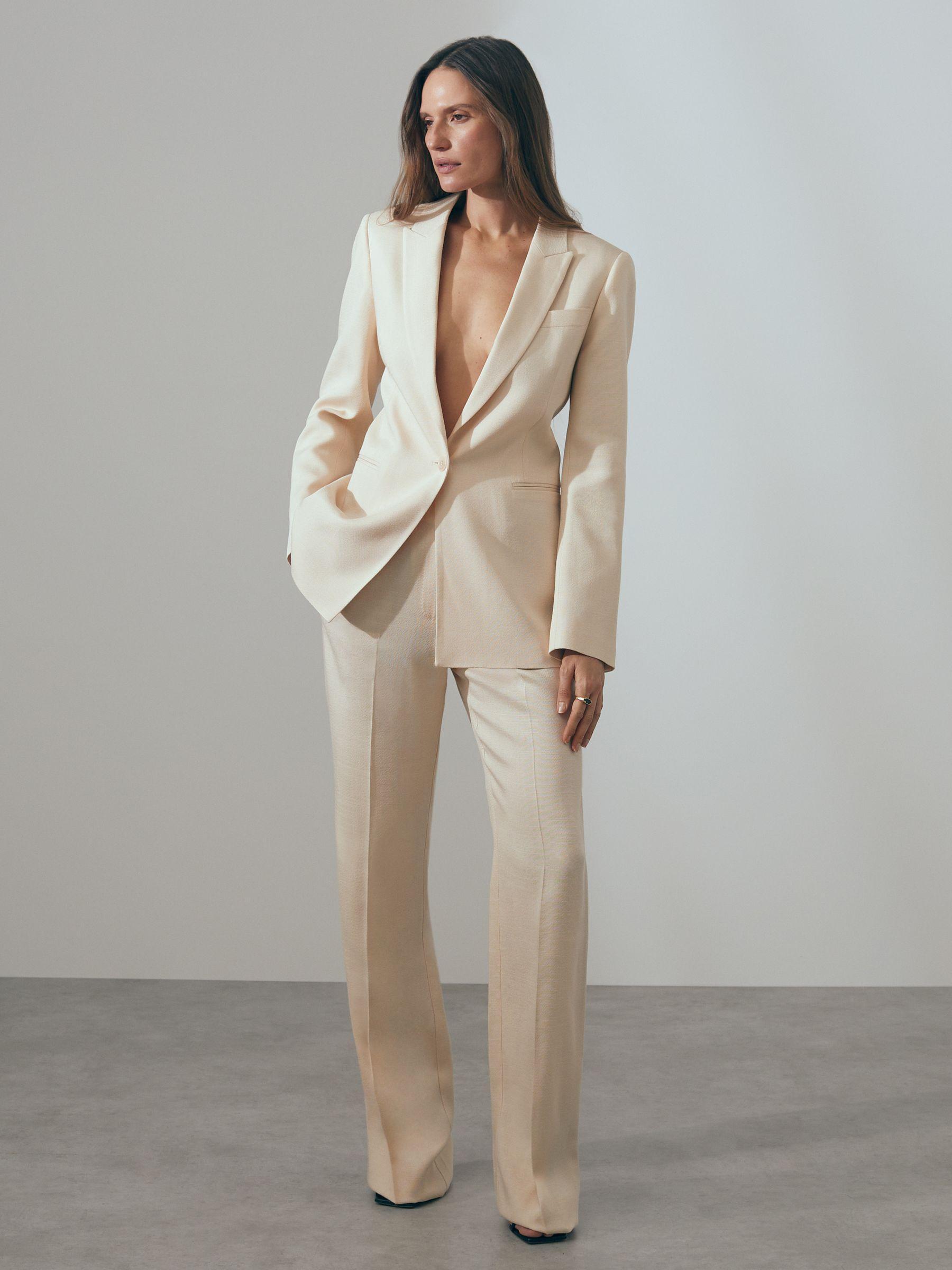 Atelier Italian Textured Single Breasted Suit Blazer in Blush Product Image
