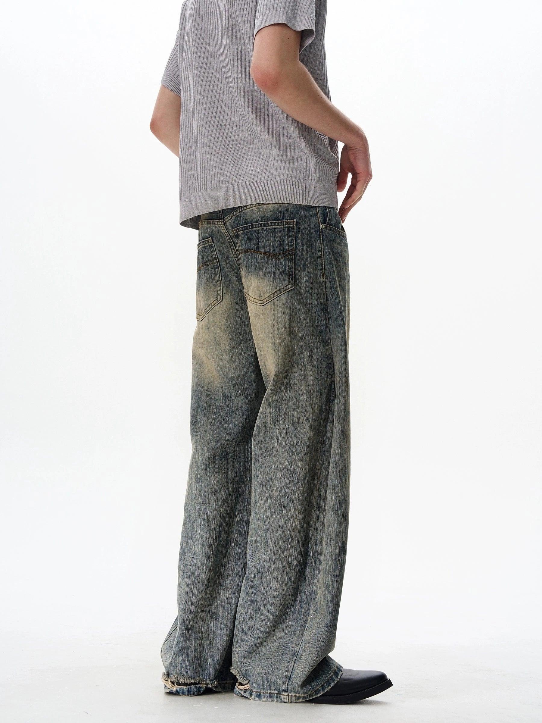 RT No. 18041 WASHED BLUE DENIM STRAIGHT JEANS Product Image