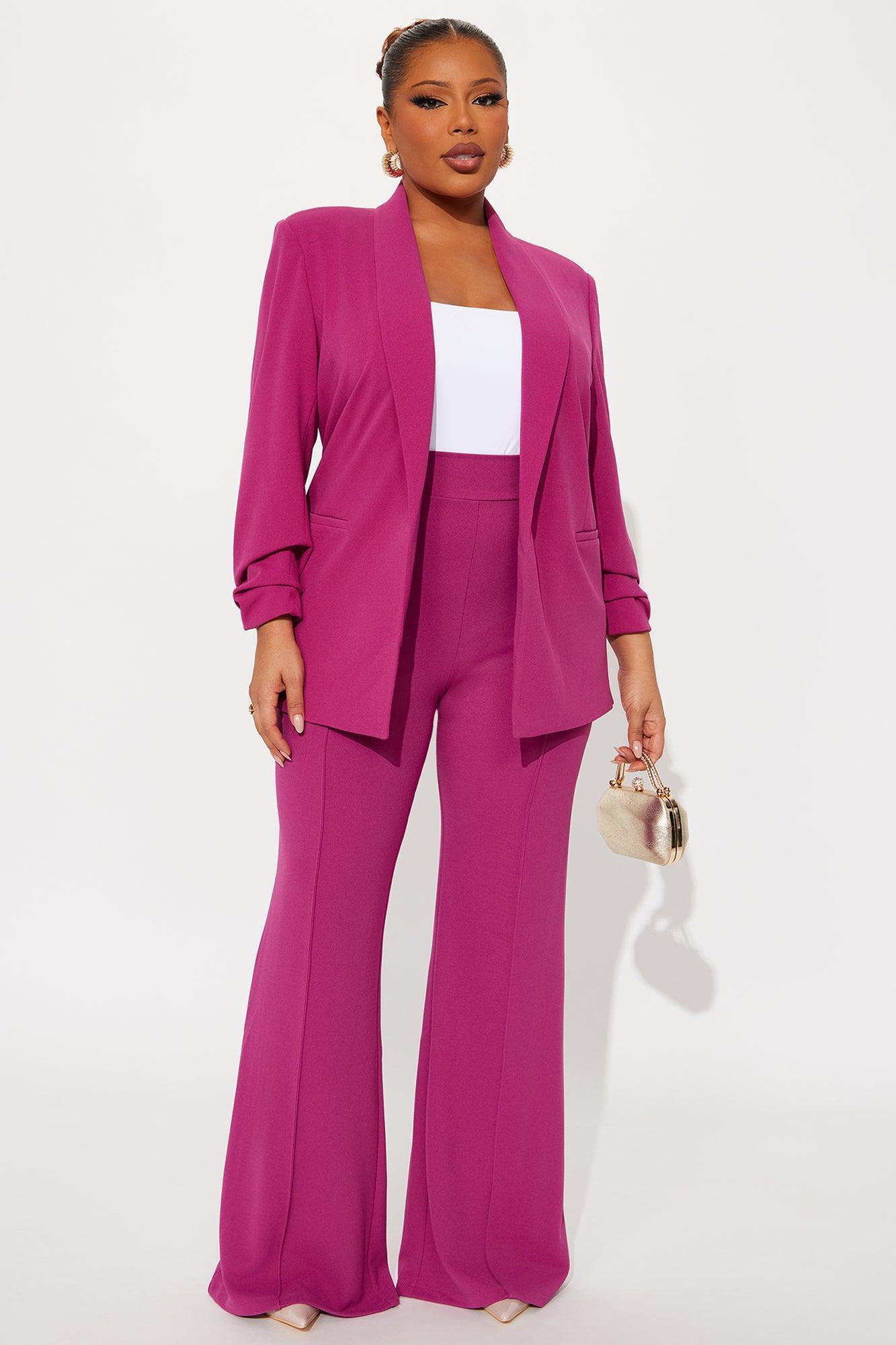 Victoria High Waisted Dress Pants - Raspberry Product Image