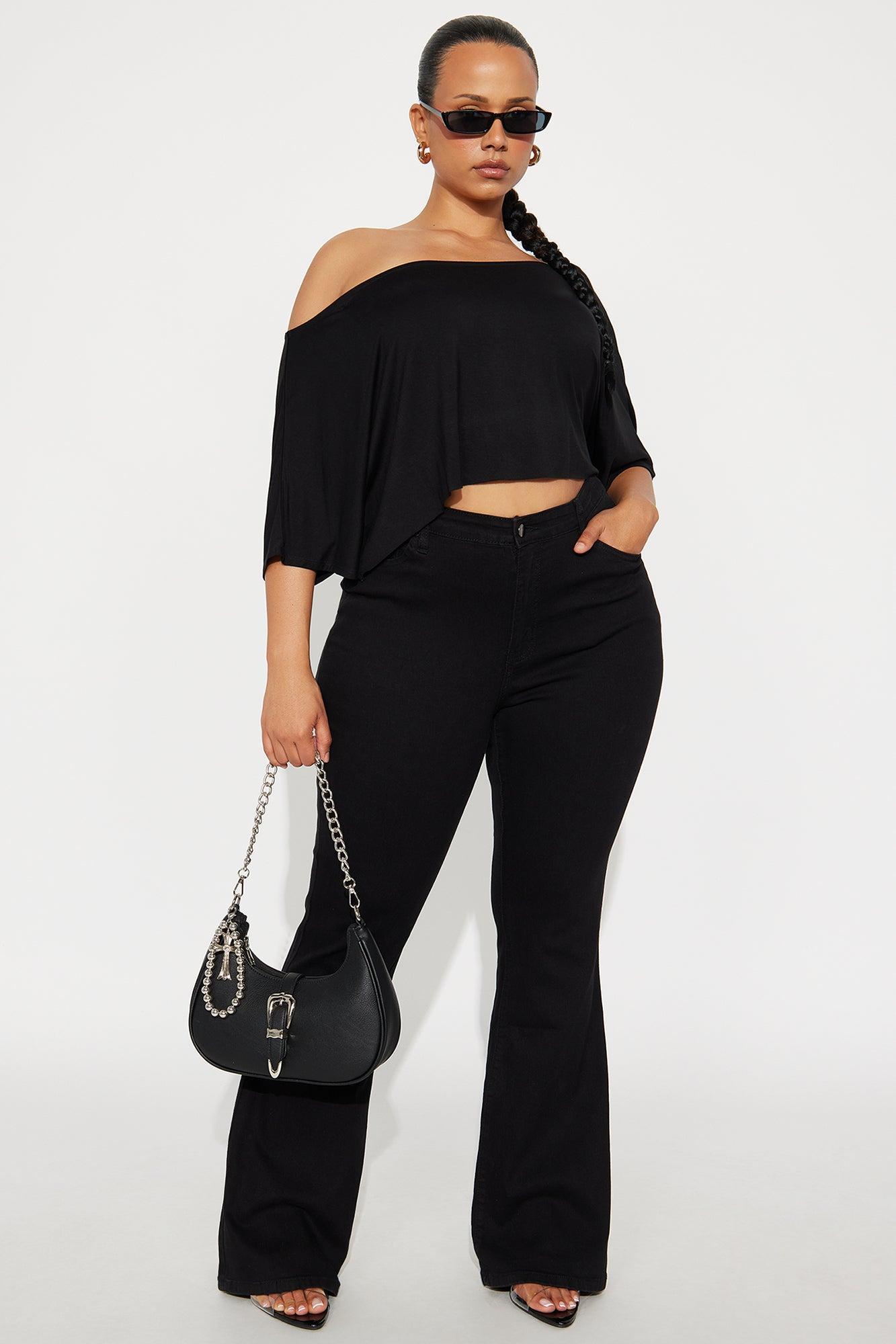Modal Off Shoulder Cropped Top - Black Product Image