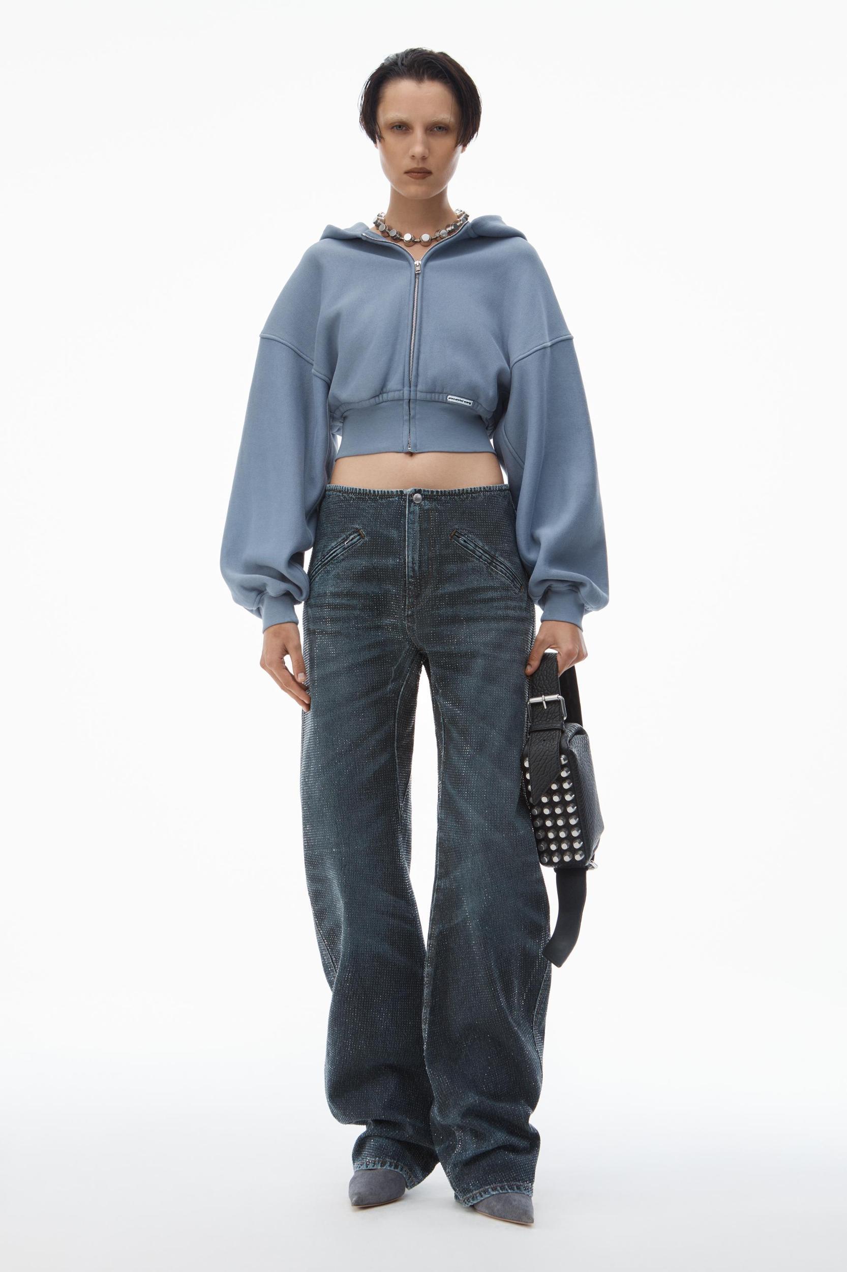 Cropped Zip Up Hoodie In Classic Cotton Terry Product Image