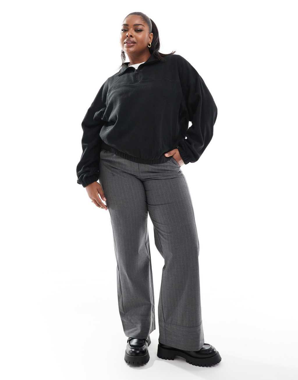ASOS DESIGN Curve half zip fleece in black Product Image