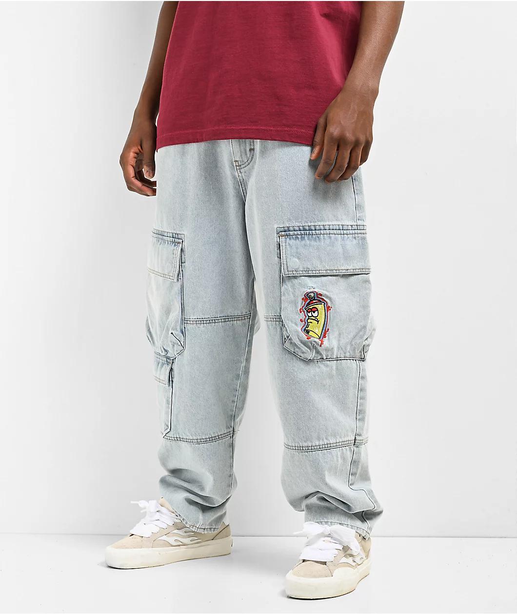 Empyre Ultra Loose Embroidered Can Denim Cargo Pants Product Image