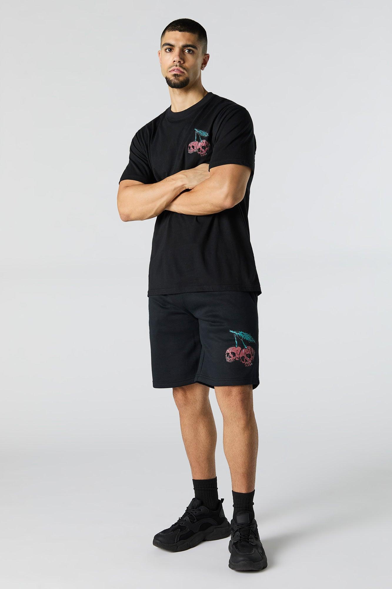 Skull Cherries Graphic Fleece Longline Short Male Product Image